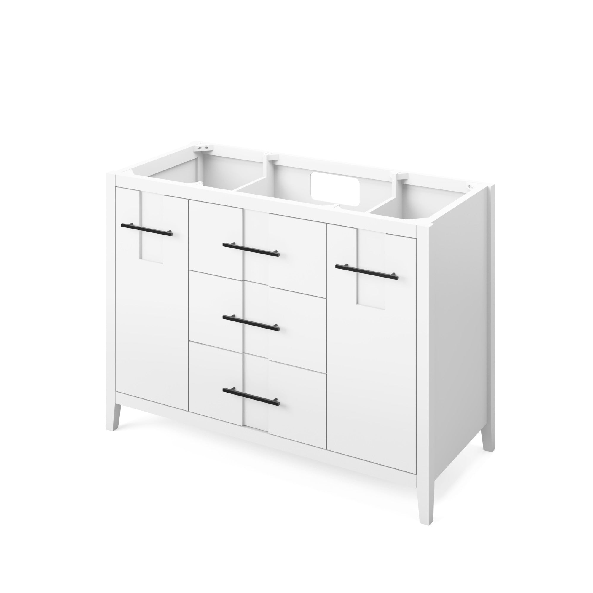 Katara 48" Single Bathroom Vanity Set White, White Resin Vanity Top, Rectangle Bowl | KitchBath