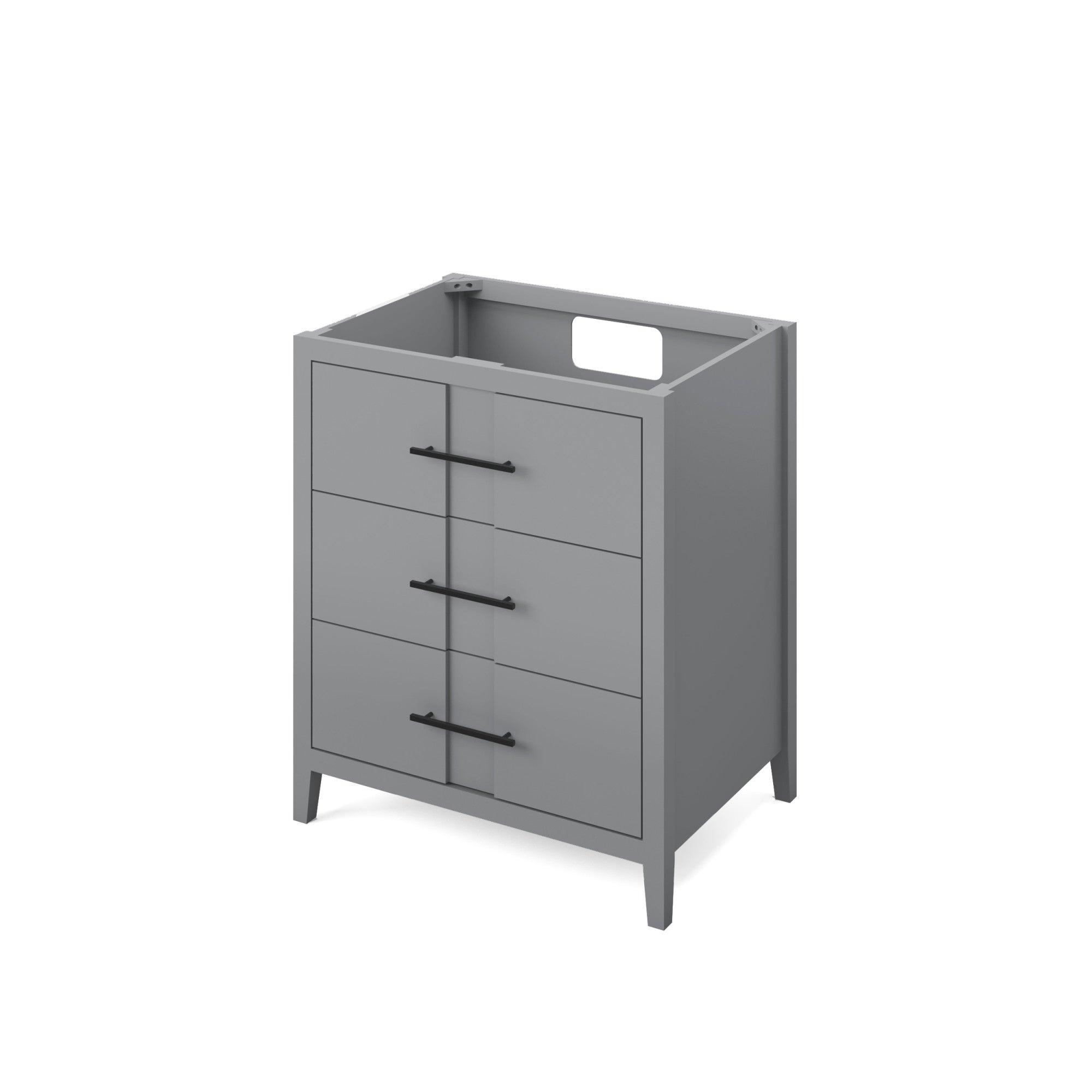 Katara 30" Grey Katara Vanity, White Quartz Vanity Top, Undermount Rectangle Sink | KitchBath