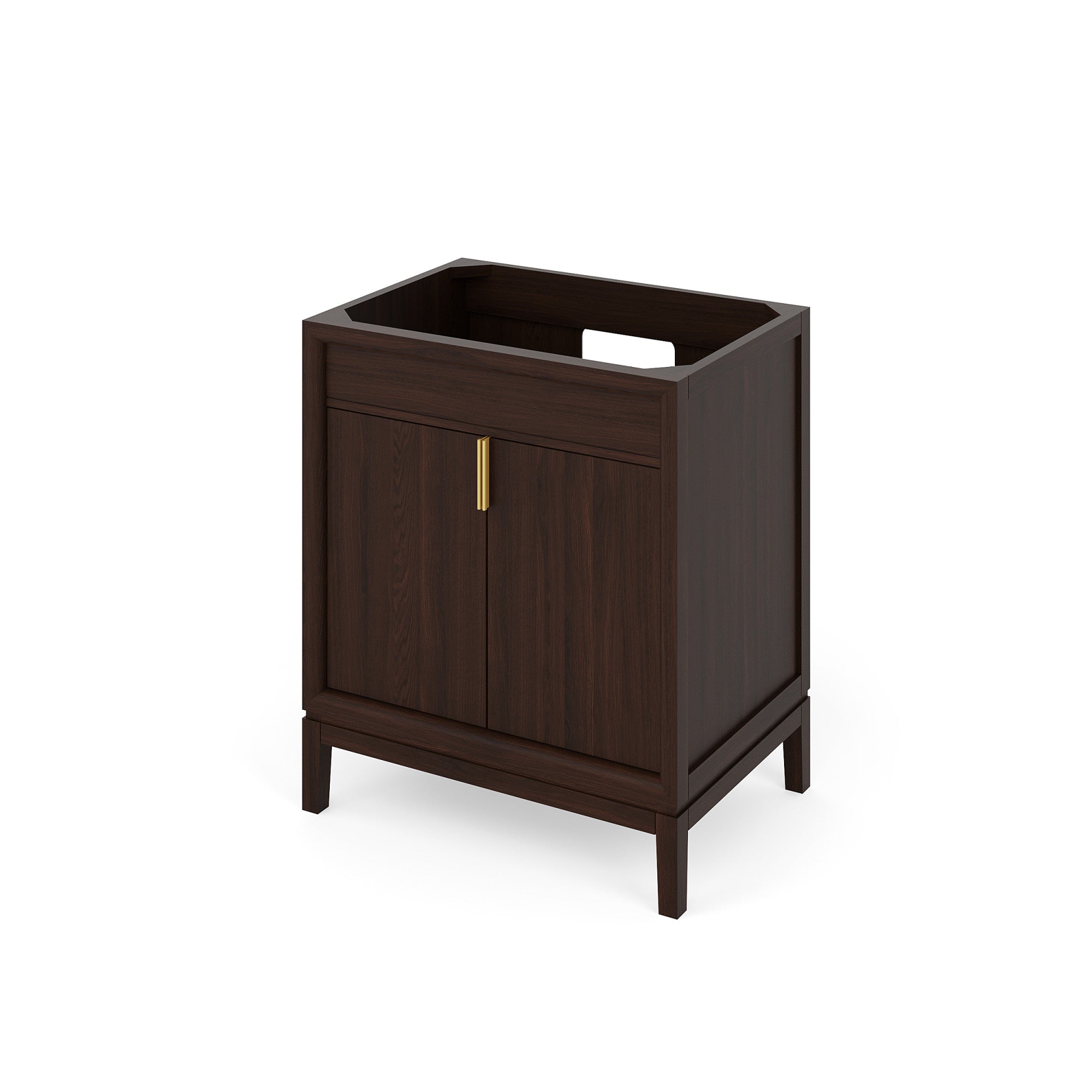 Theodora 30" Single Bathroom Vanity Set Dark Walnut, Grey Quartz Vanity Top, Rectangle Bowl | KitchBath
