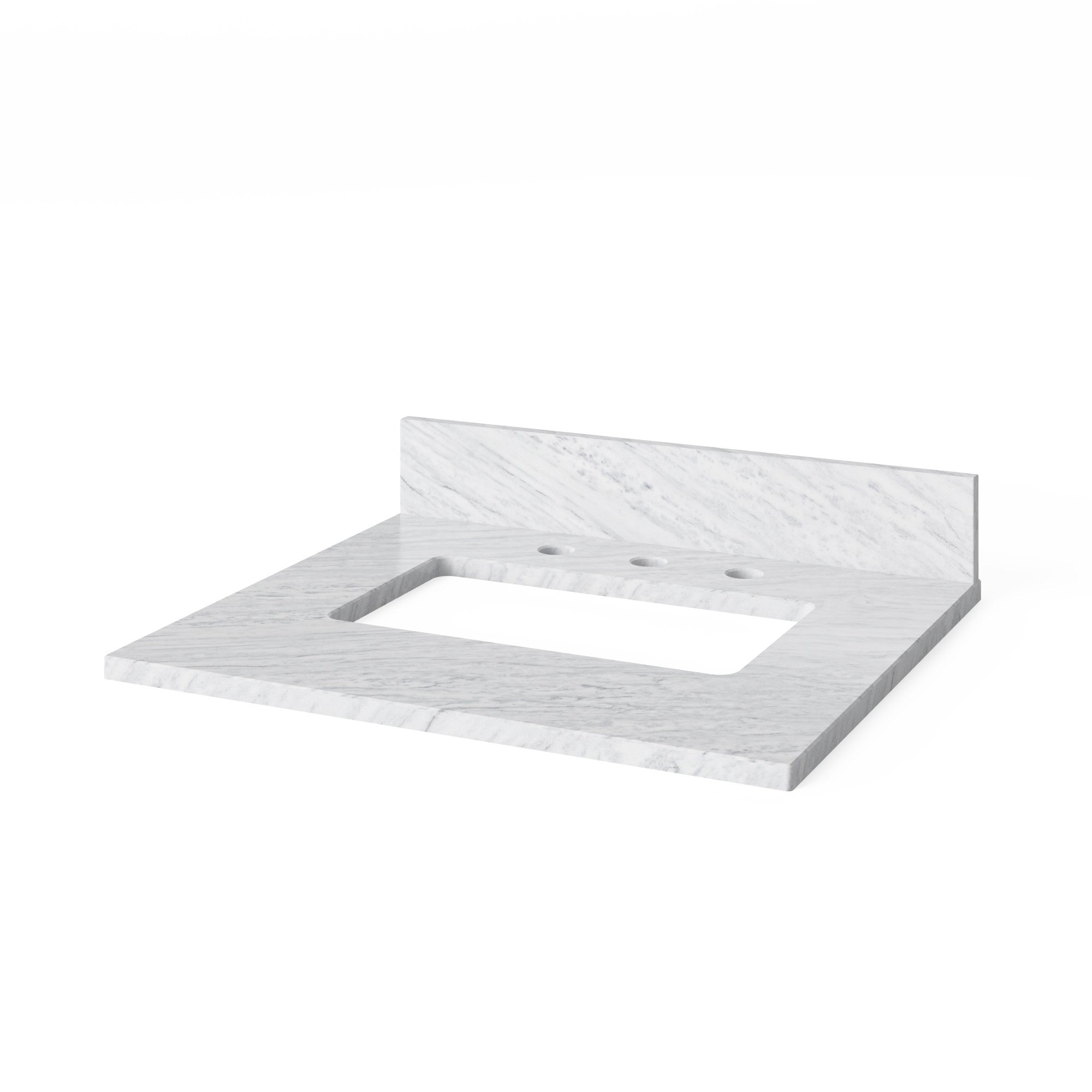 Katara 24" Single Bathroom Vanity Set Natural Oak, White Carrara Marble Vanity Top, Rectangle Bowl | KitchBath