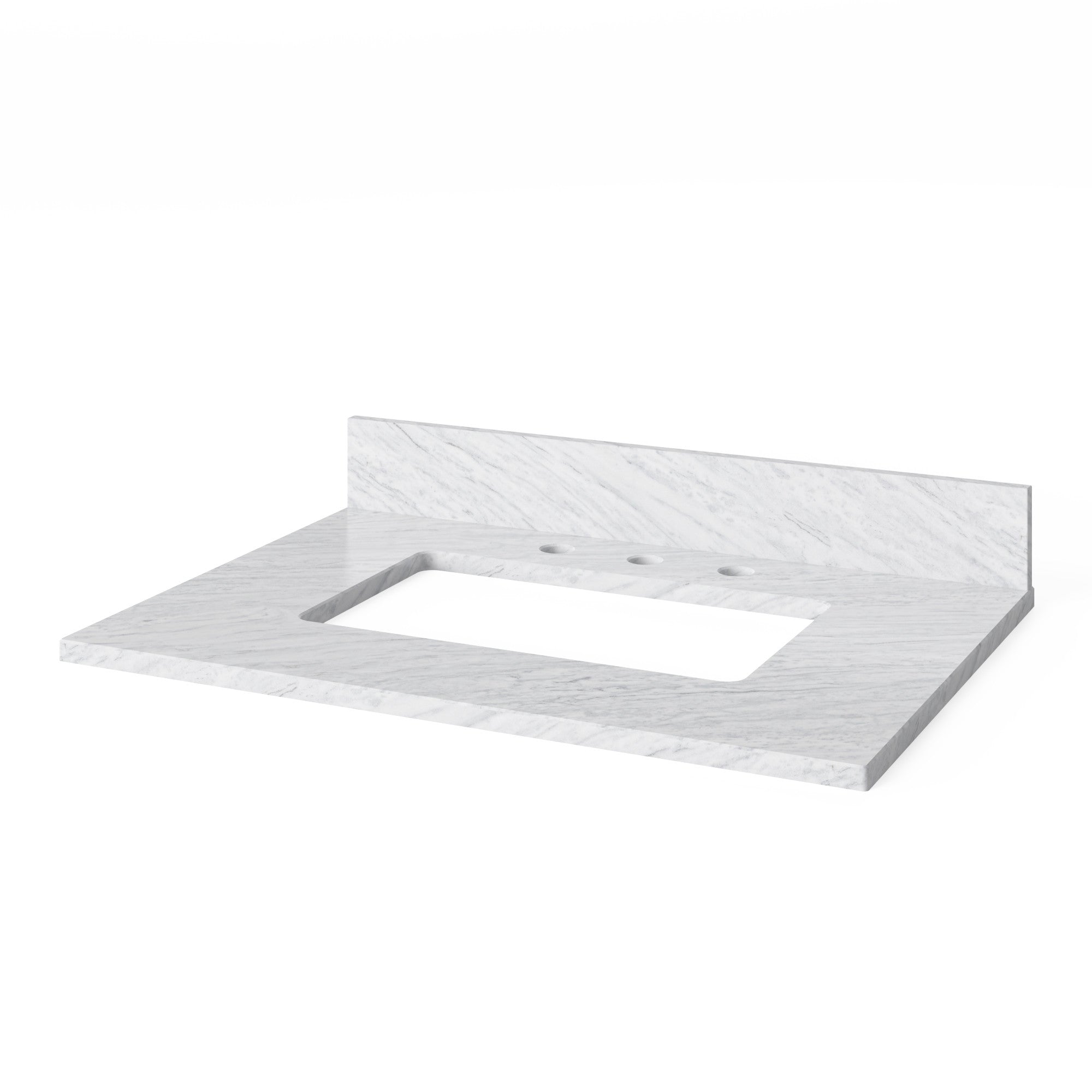 Kipling 30" W  Single Basin Bathroom Vanity Set Dark Walnut, White Carrara Marble Vanity Top, Rectangle Bowl | KitchBath