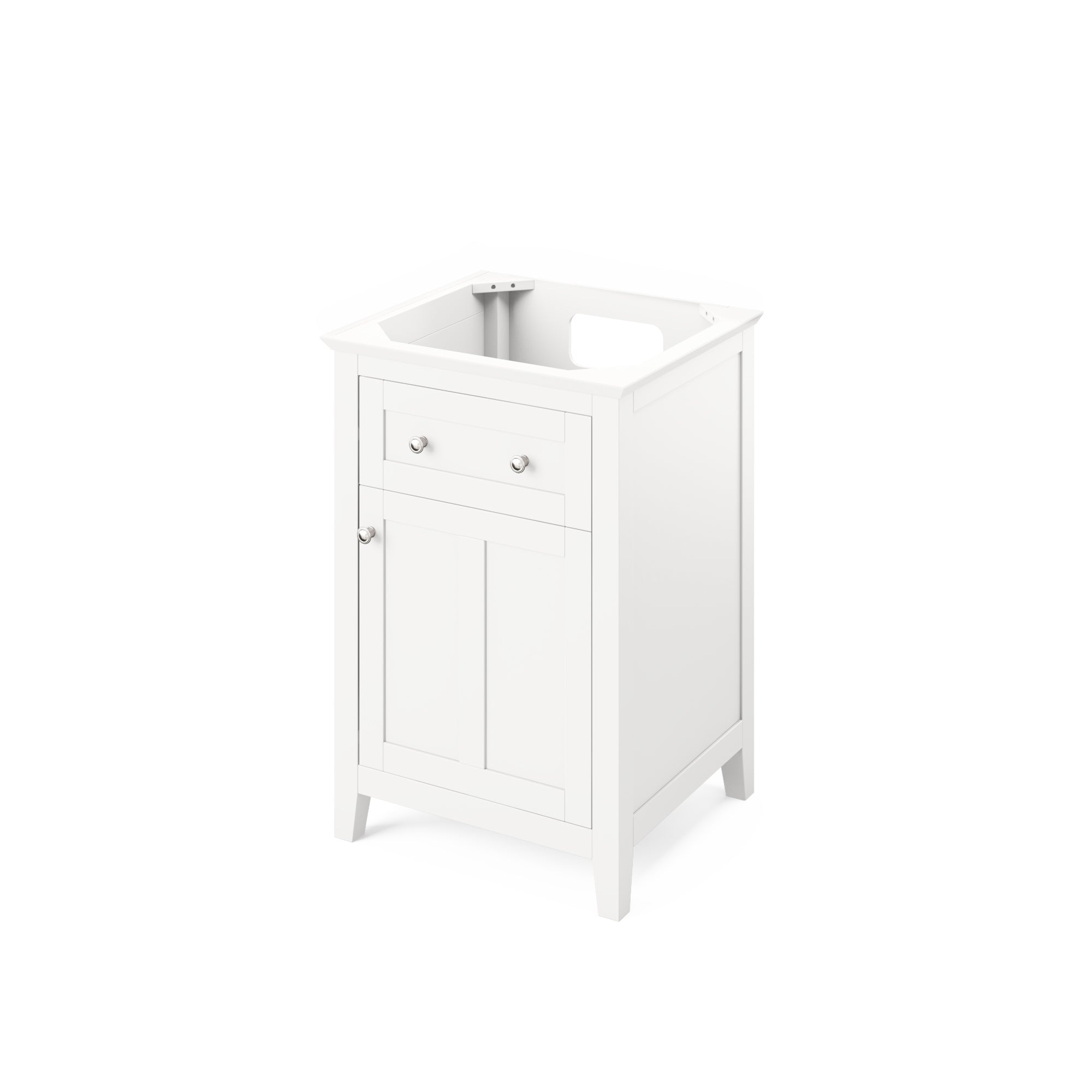 24" White Chatham Vanity, Boulder Cultured Marble Vanity Top, undermount rectangle bowl | KitchBath