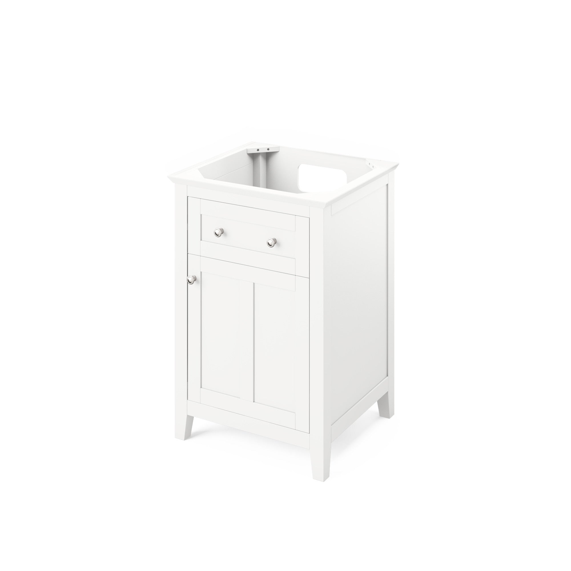 24" White Chatham Vanity, White Carrara Marble Vanity Top, undermount rectangle bowl | KitchBath