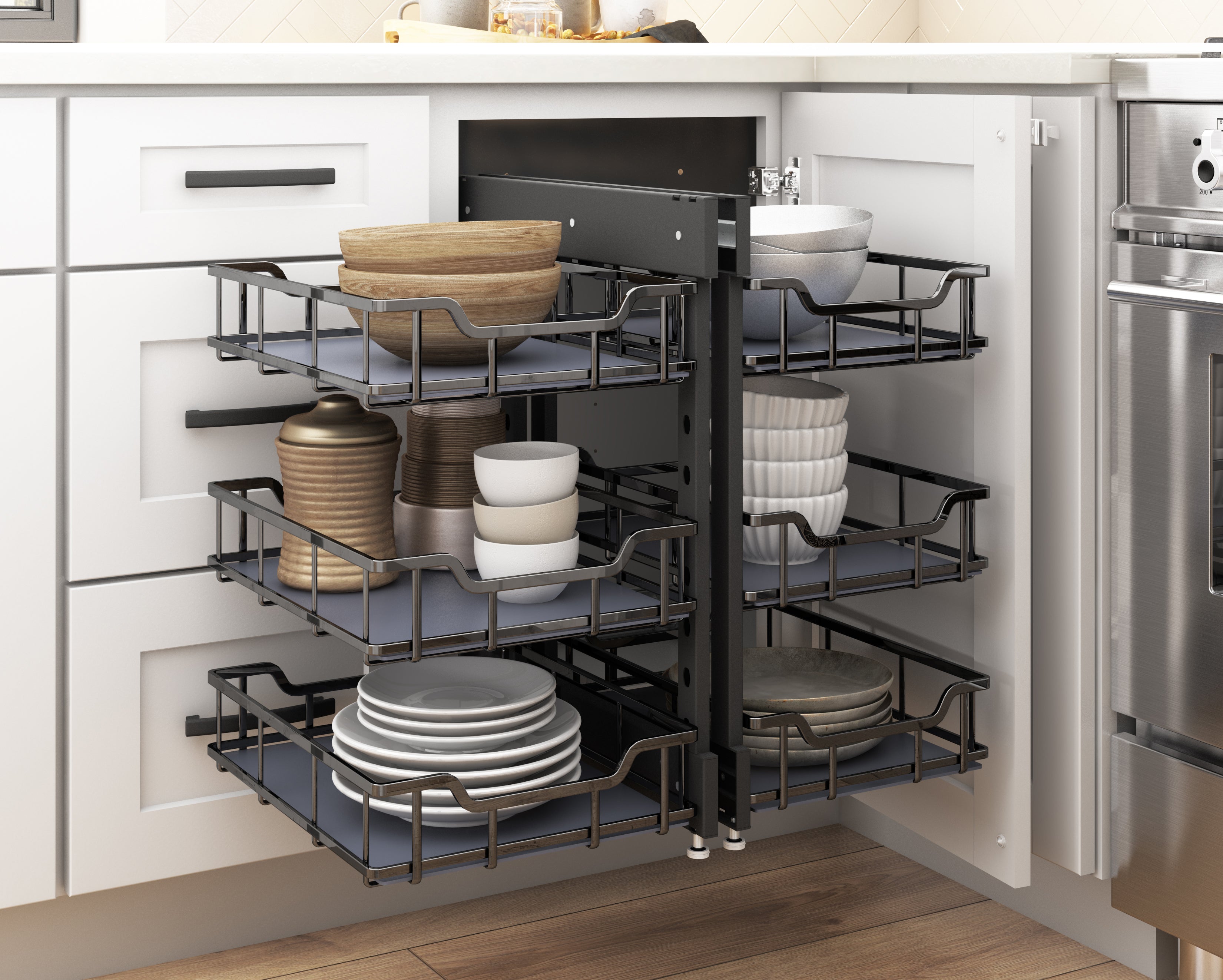 Extra Black Nickel Baskets for 18" STORAGE WITH STYLE® Blind Corner Organizer | KitchBath