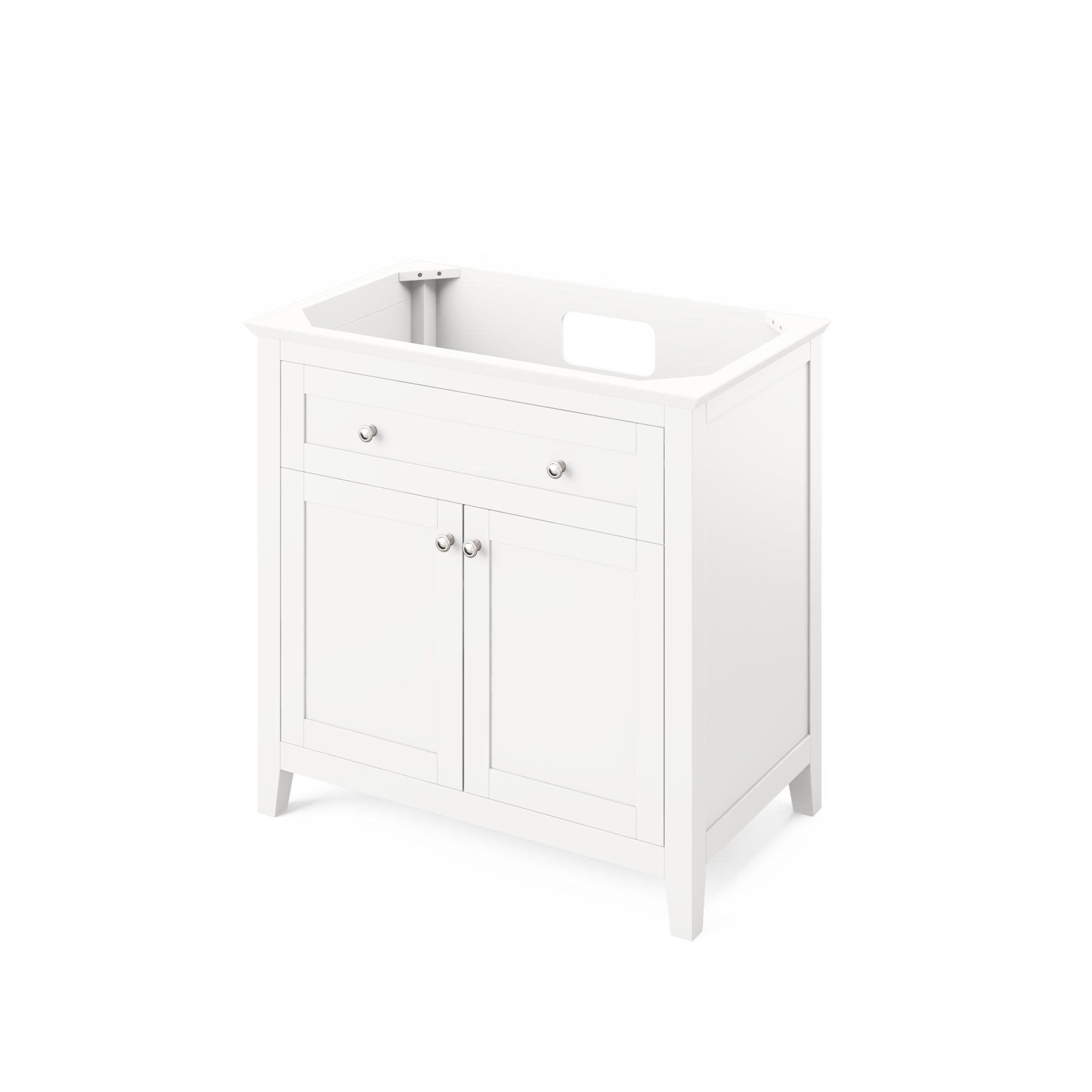36" White Chatham Vanity, Boulder Cultured Marble Vanity Top, undermount rectangle bowl | KitchBath