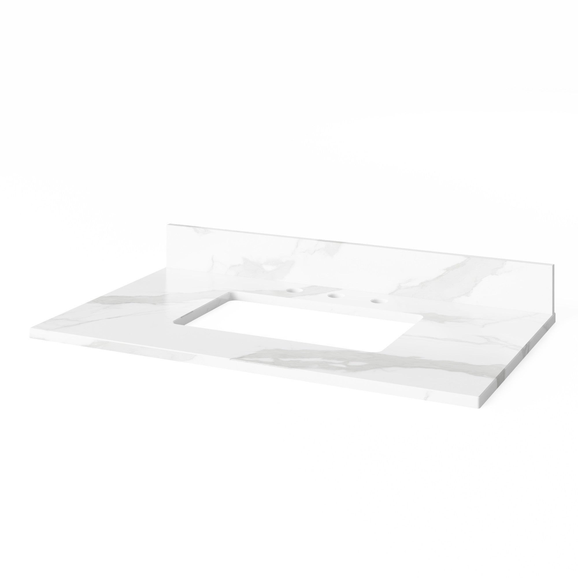 36" White Adler Vanity, Calacatta Vienna Quartz Vanity Top, undermount rectangle bowl | KitchBath
