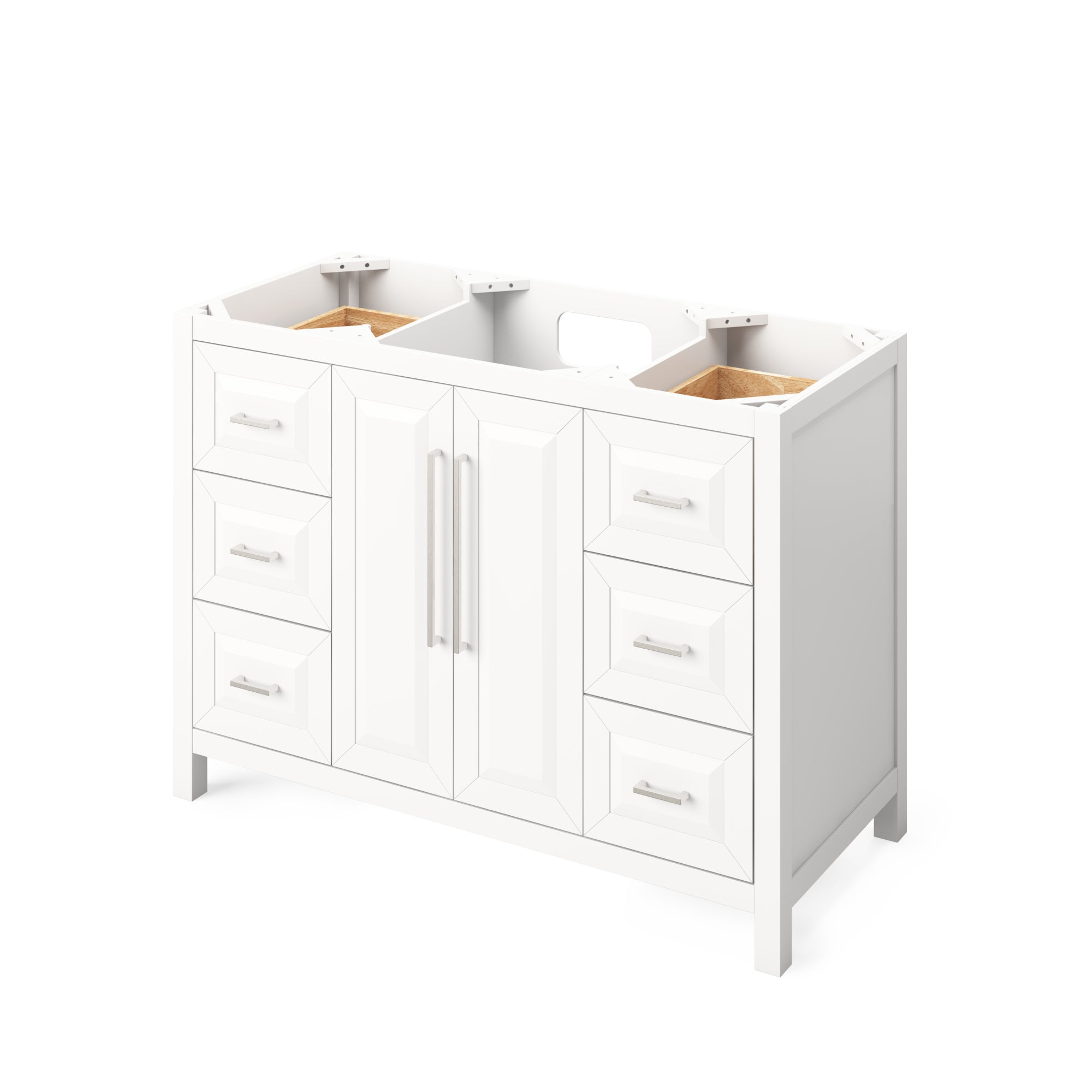 48" White Cade Vanity, Boulder Cultured Marble Vanity Top, undermount rectangle bowl | KitchBath