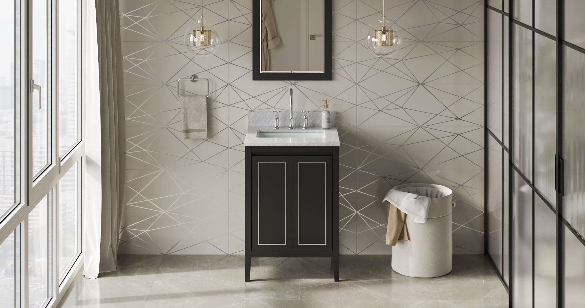 24" Black Percival Vanity | KitchBath
