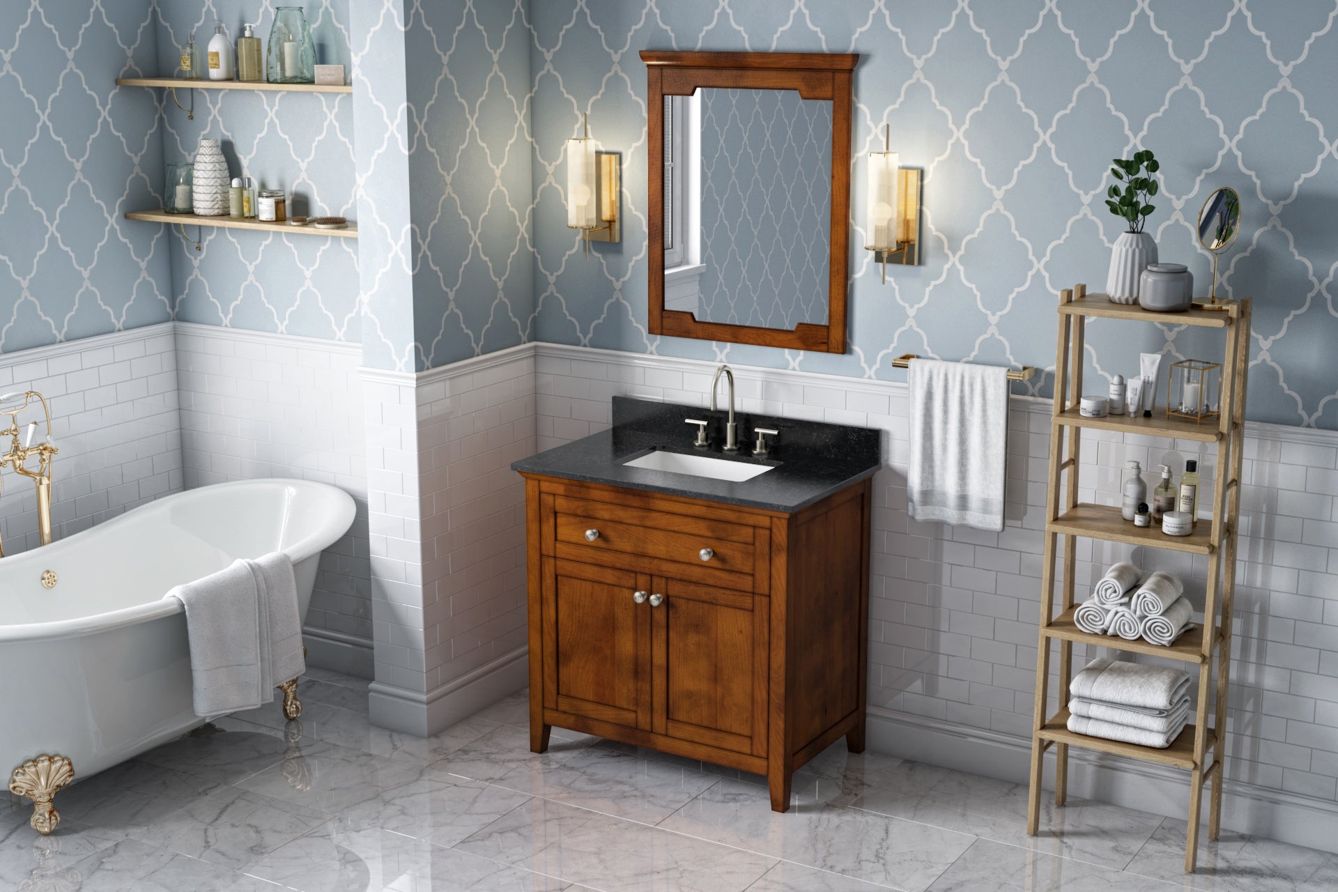 36" Chocolate Chatham Vanity, Black Granite Vanity Top, undermount rectangle bowl