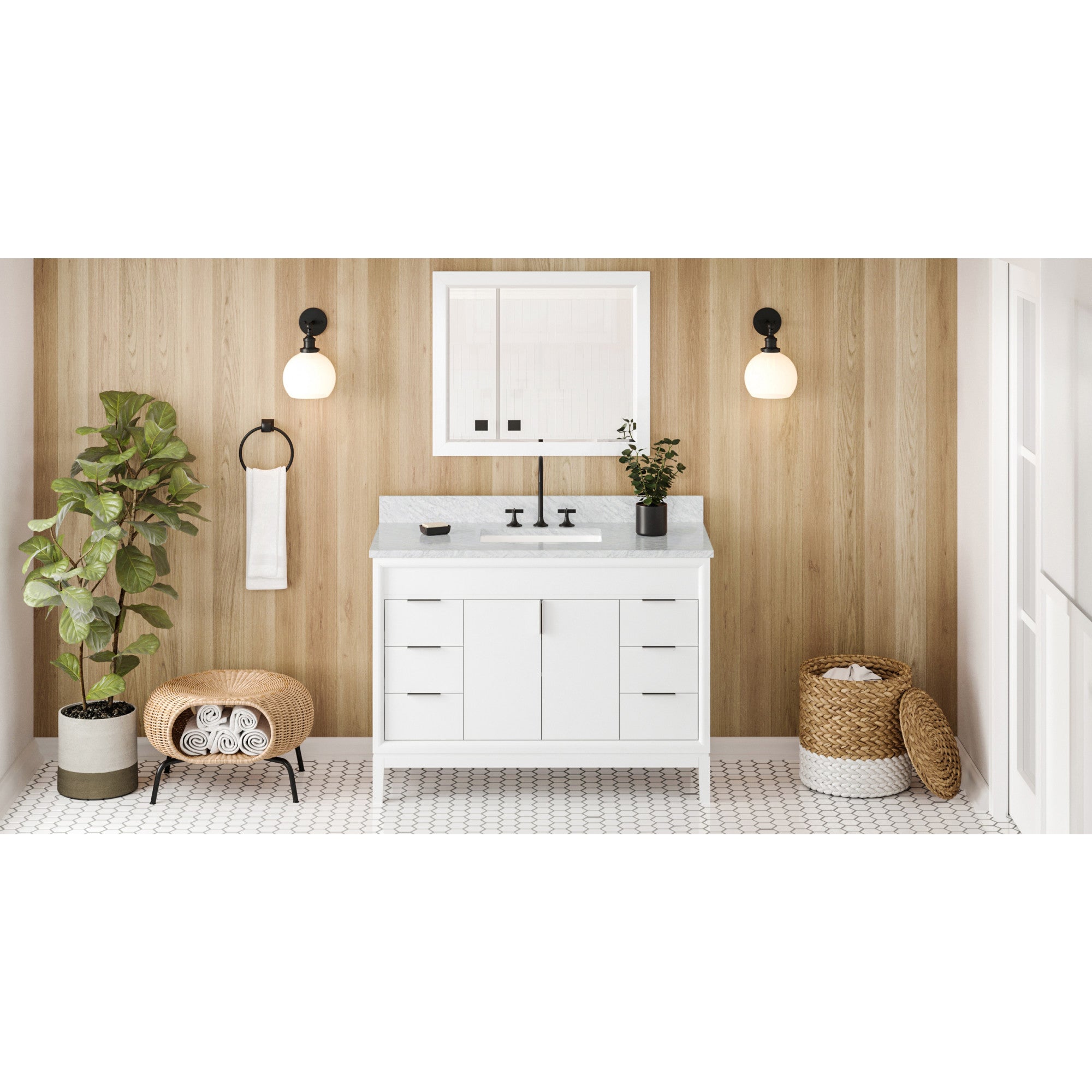 48" White Theodora Vanity | KitchBath