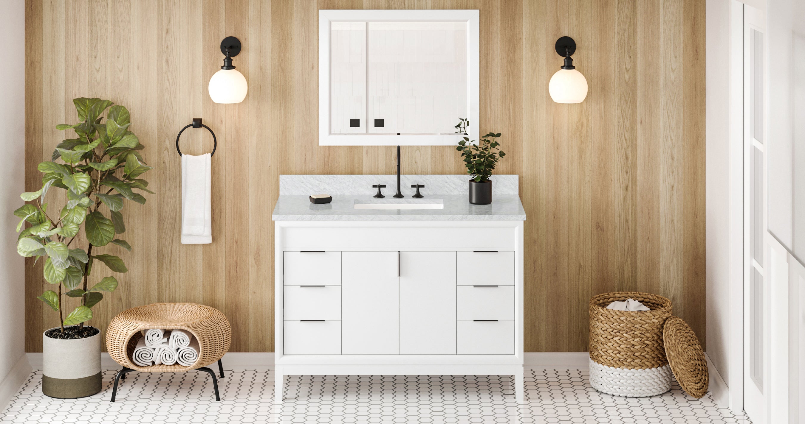 48" White Theodora Vanity | KitchBath