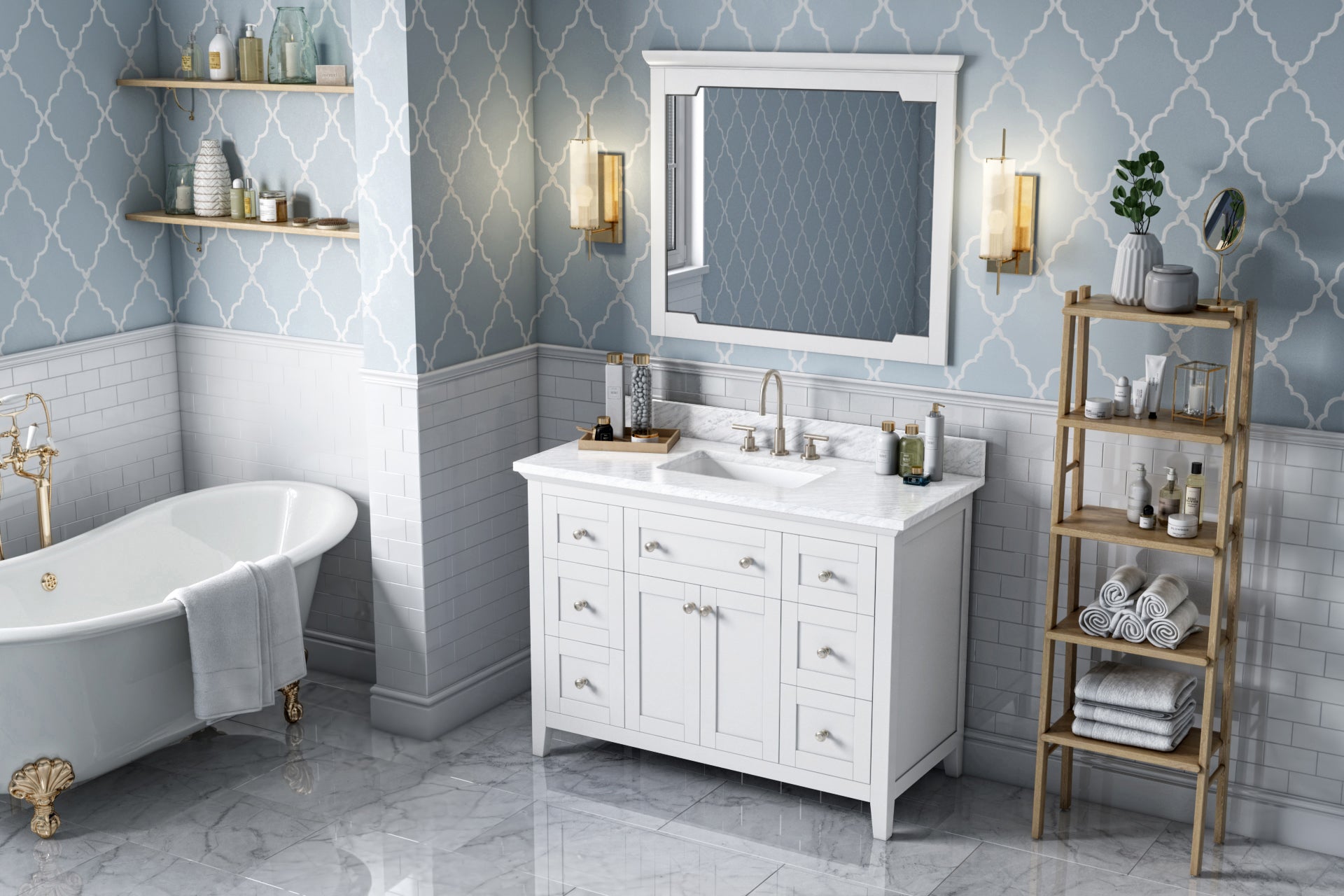 40" W x 1-1/2" D x 34" H White Chatham mirror | KitchBath