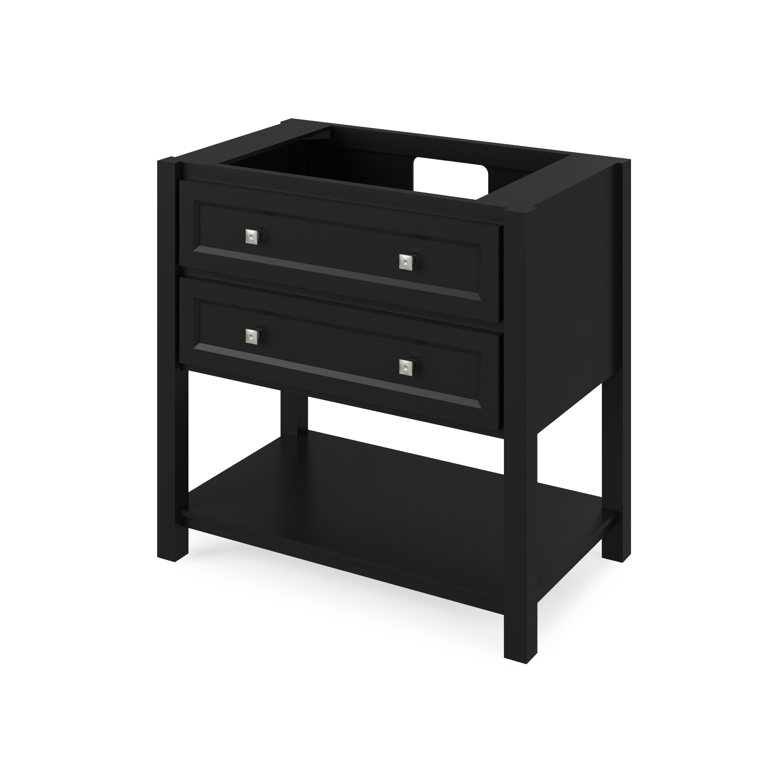 36" Black Adler Vanity, Black Granite Vanity Top, undermount rectangle bowl | KitchBath