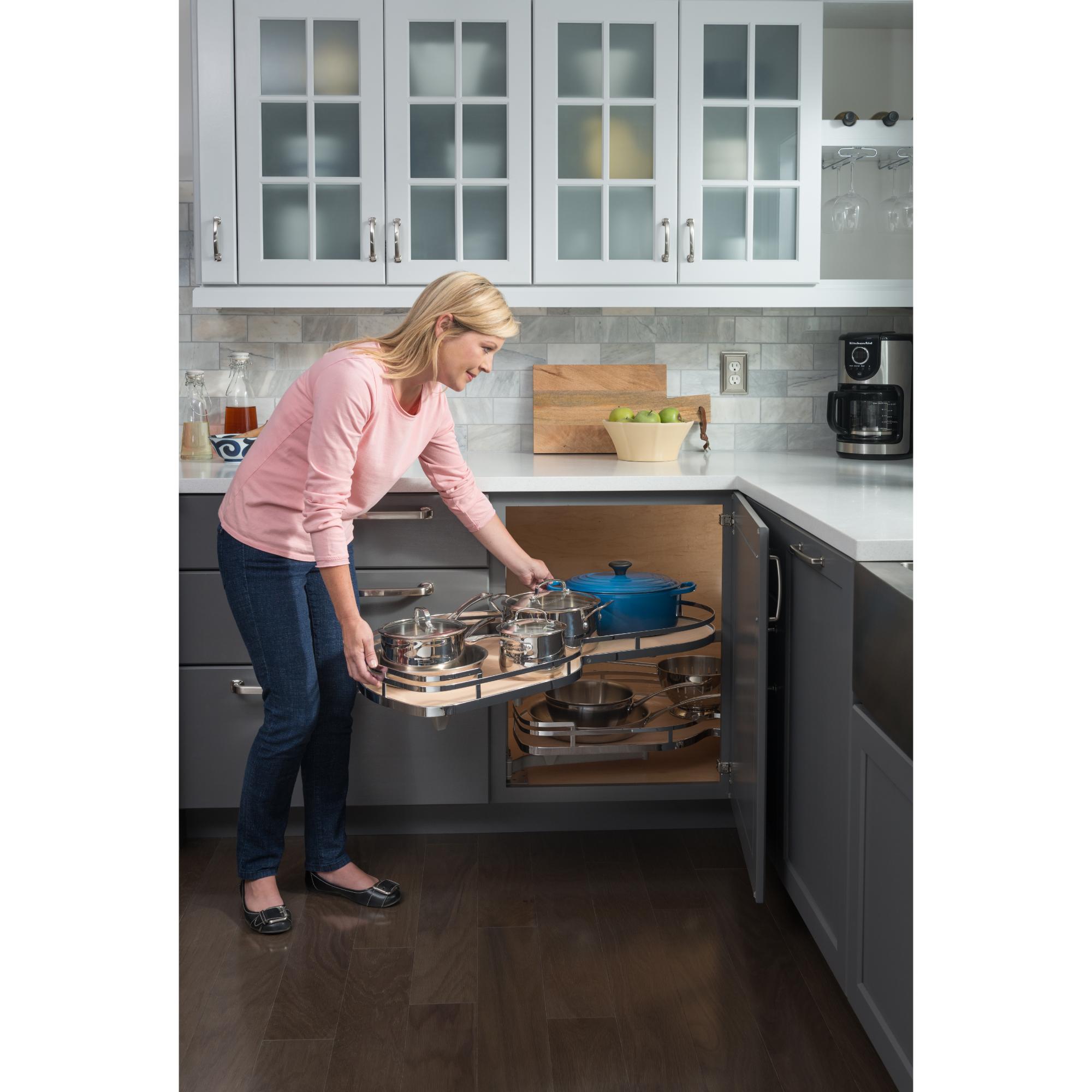 18" Grey and White Blind Corner Swingout for Openings on the Right of the Blind | KitchBath
