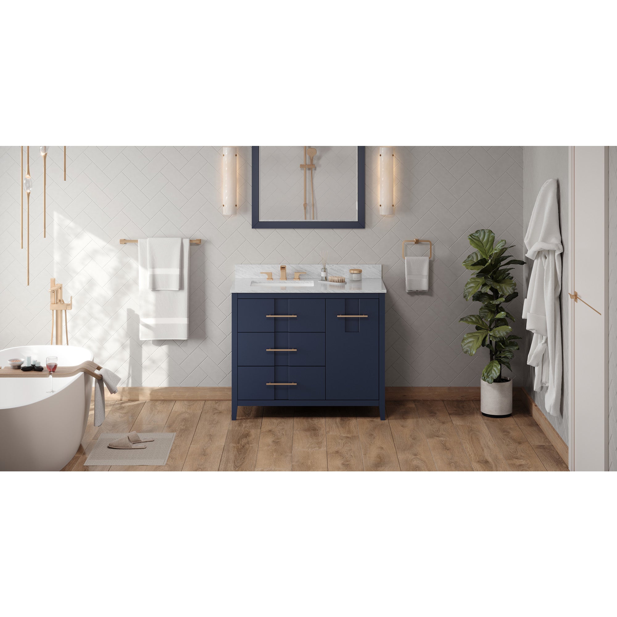 42" Hale Blue Katara Vanity, left offset | KitchBath