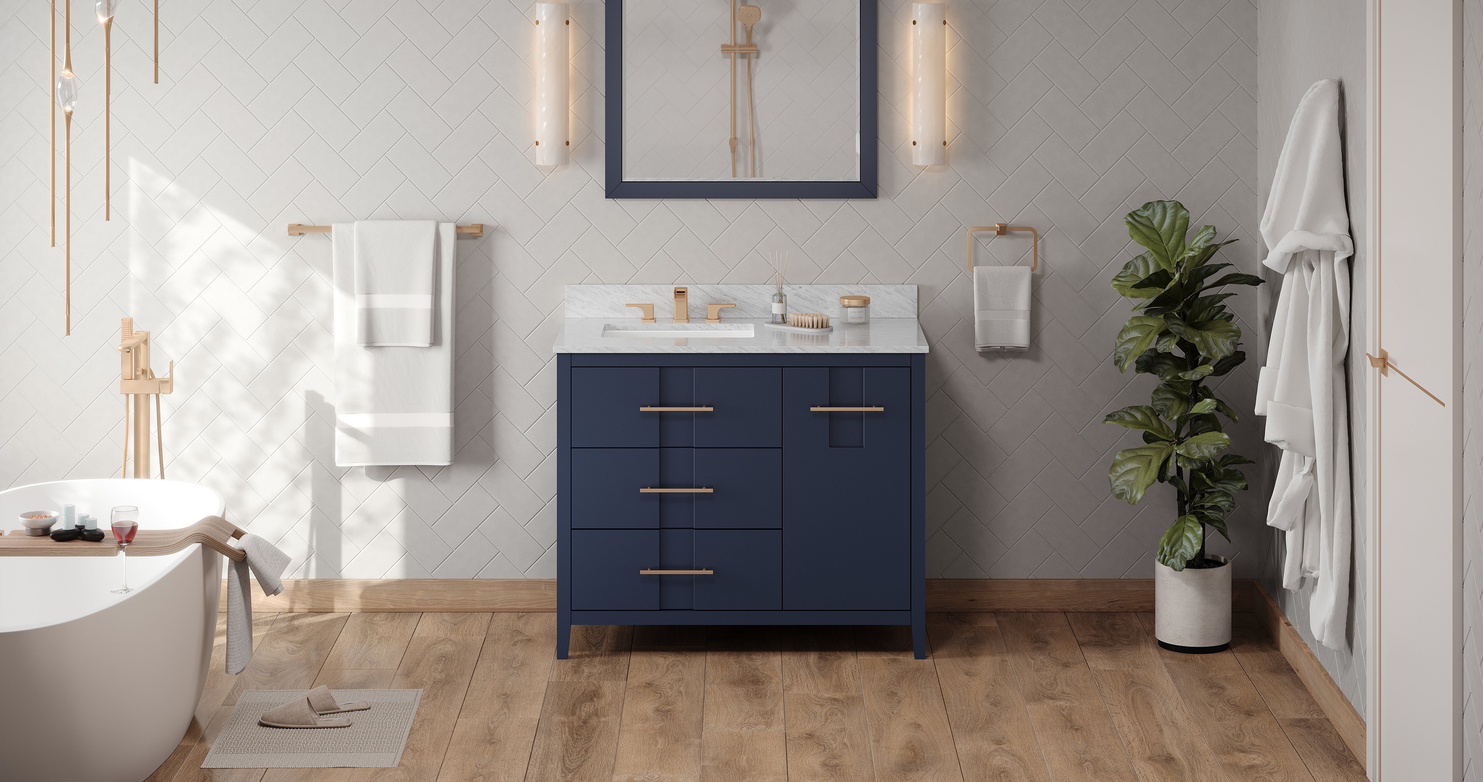 42" Hale Blue Katara Vanity, left offset | KitchBath