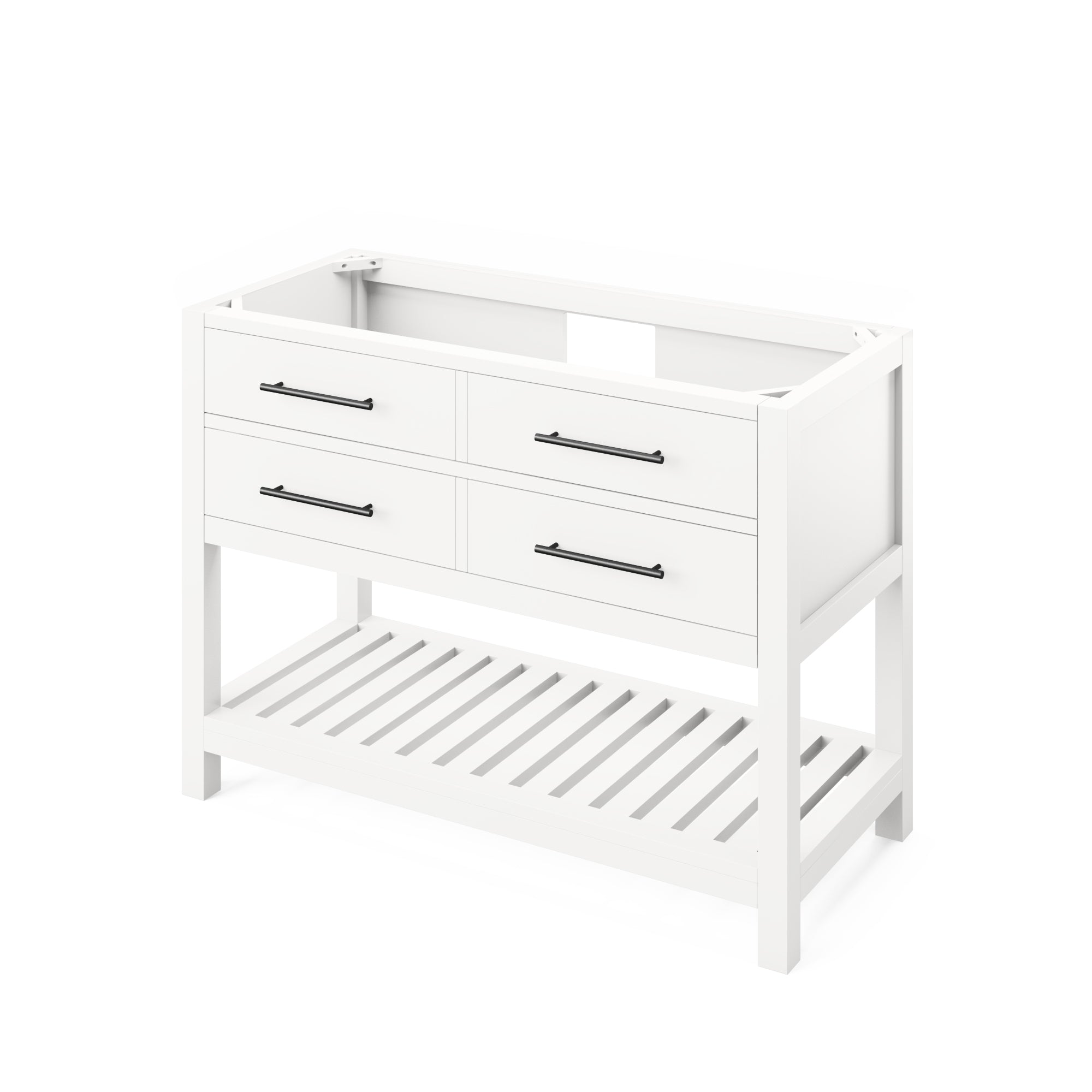 48" White Wavecrest Vanity, Boulder Cultured Marble Vanity Top, undermount rectangle bowl | KitchBath