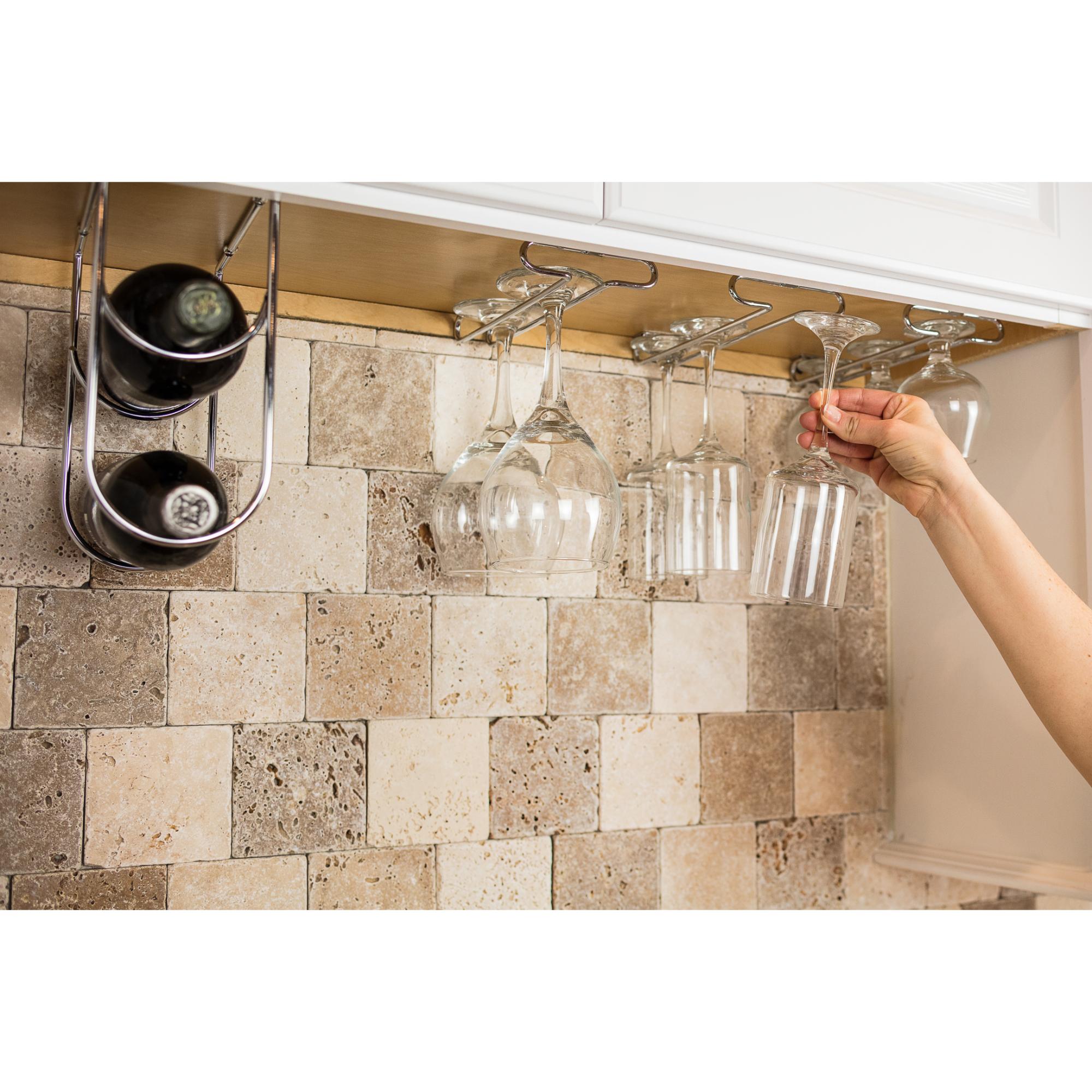 Satin Nickel Under Cabinet Stemware Rack | KitchBath