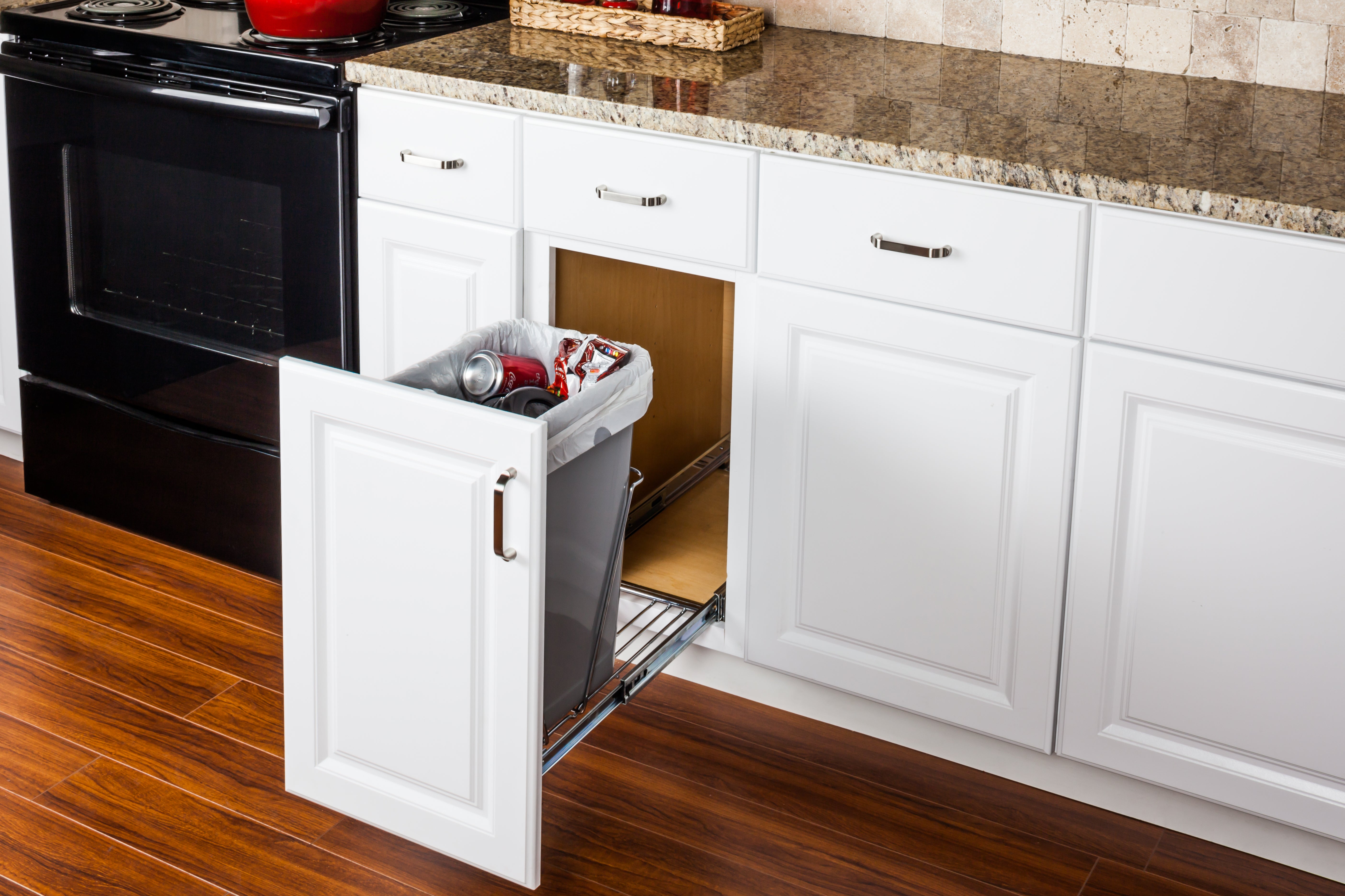 Polished Chrome Single Can Wire Bottom-Mount Trashcan Pullout | KitchBath