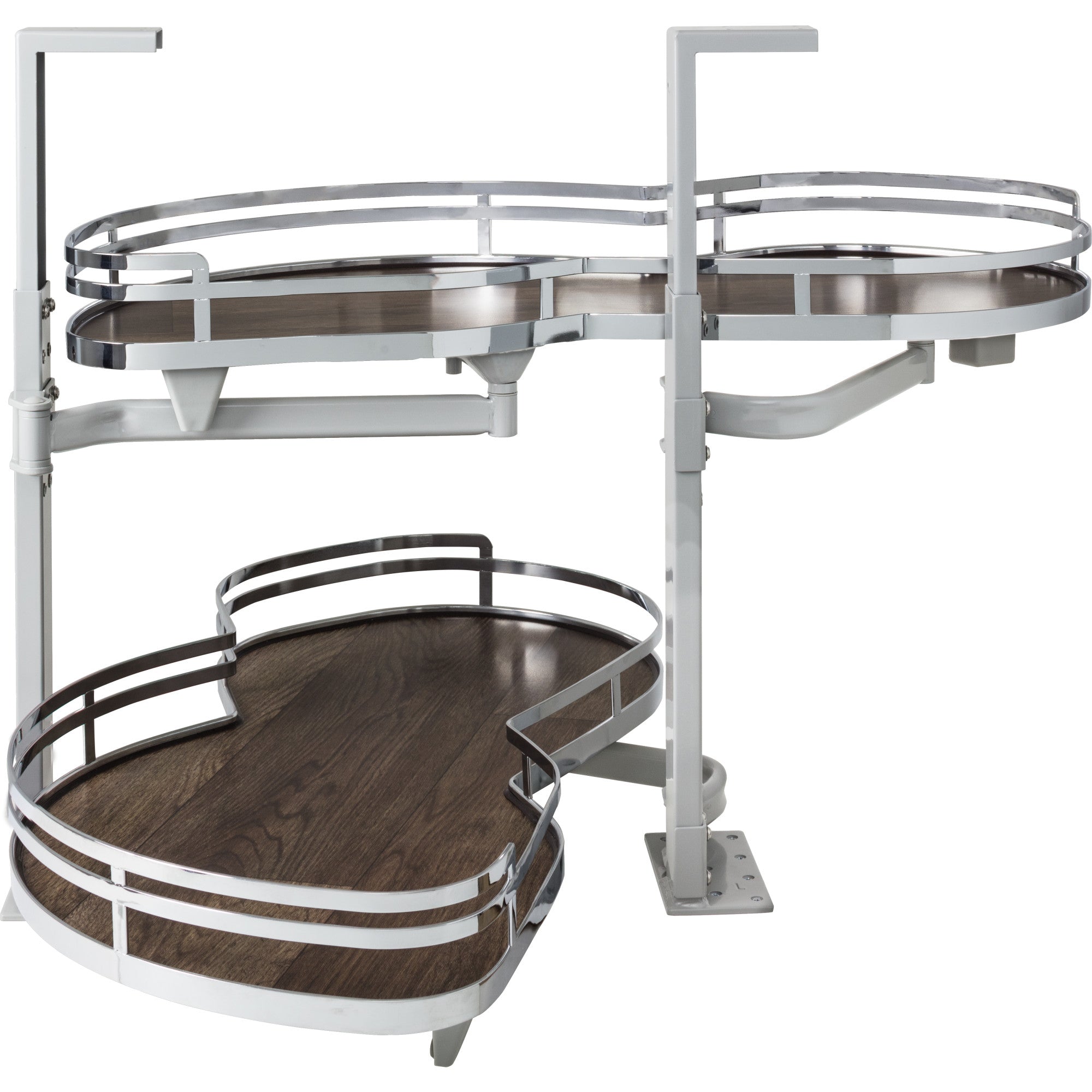 18" Polished Chrome and Walnut Blind Corner Swingout for Openings on the Left of the Blind | KitchBath