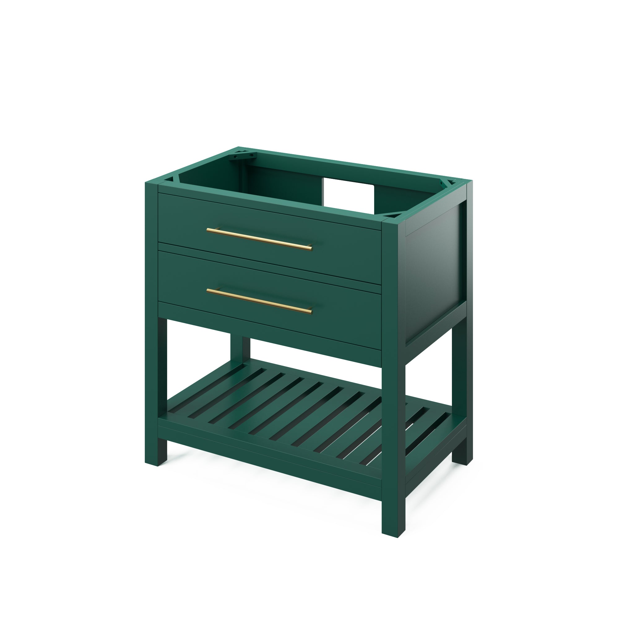 36" Forest Green Wavecrest Vanity, Black Granite Vanity Top, undermount rectangle bowl | KitchBath