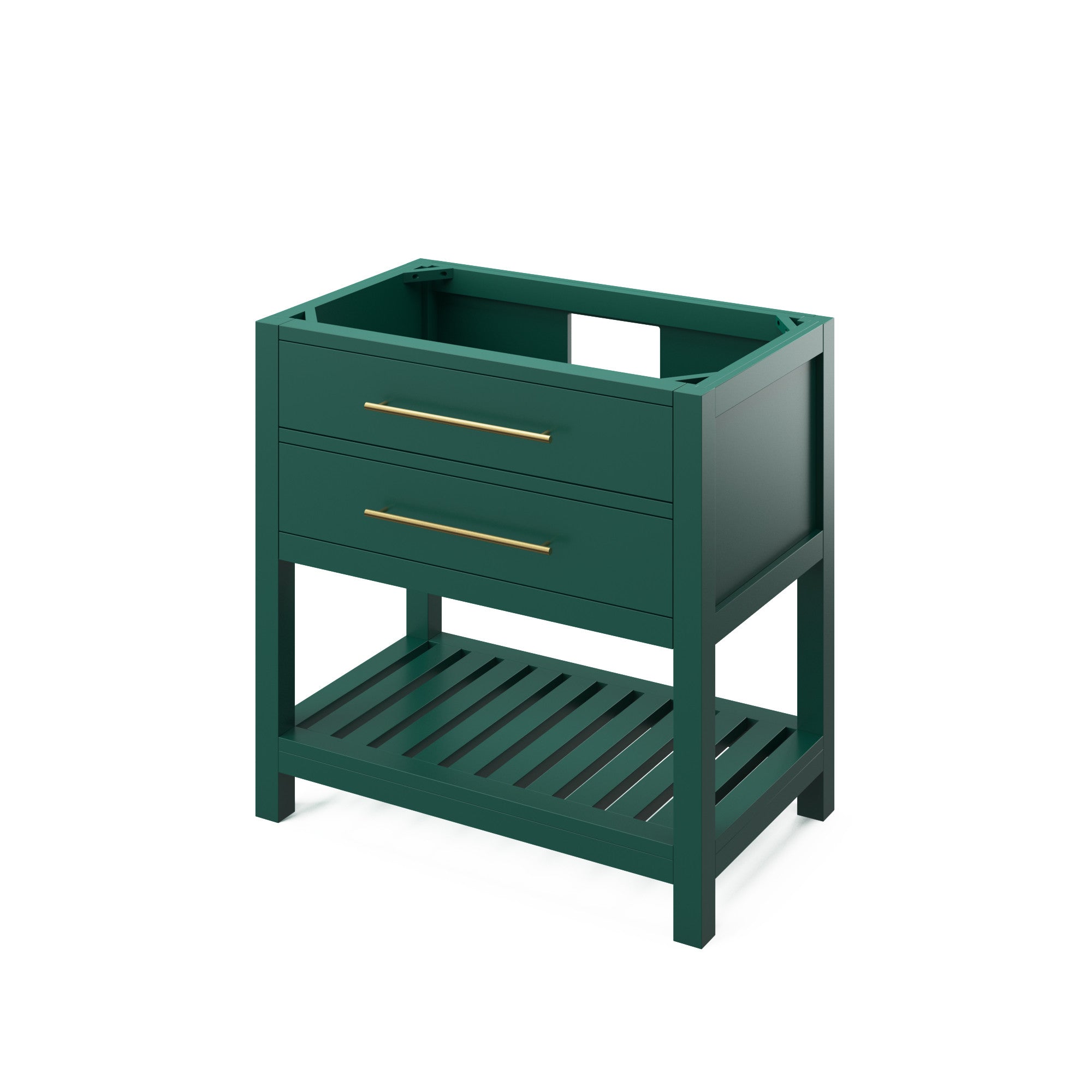 36" Forest Green Wavecrest Vanity, Steel Grey Cultured Marble Vanity Top, undermount rectangle bowl | KitchBath