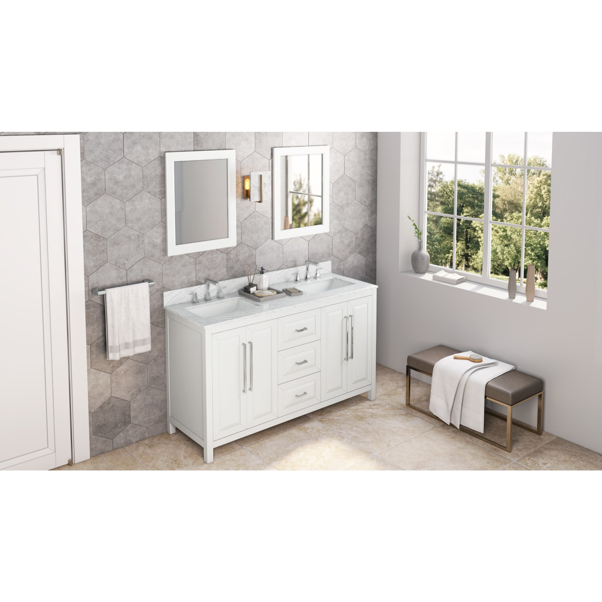 60" Grey Cade Vanity, double bowl | KitchBath