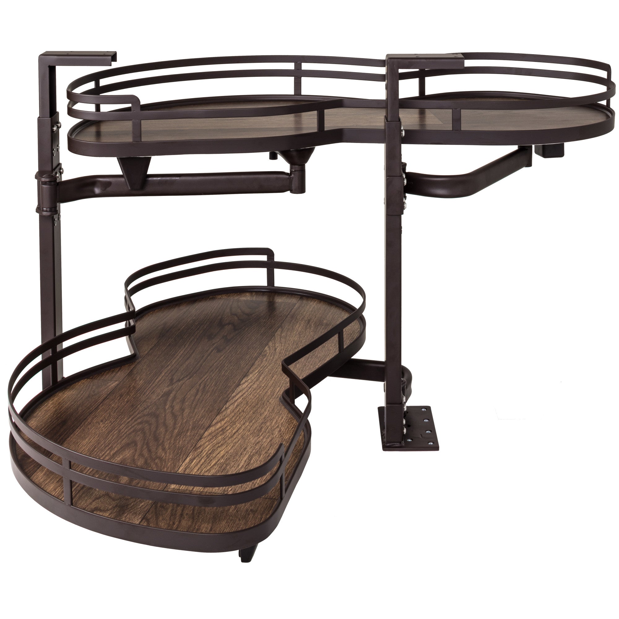 21" Oil Rubbed Bronze and Walnut Blind Corner Swingout for Openings on the Left of the Blind | KitchBath