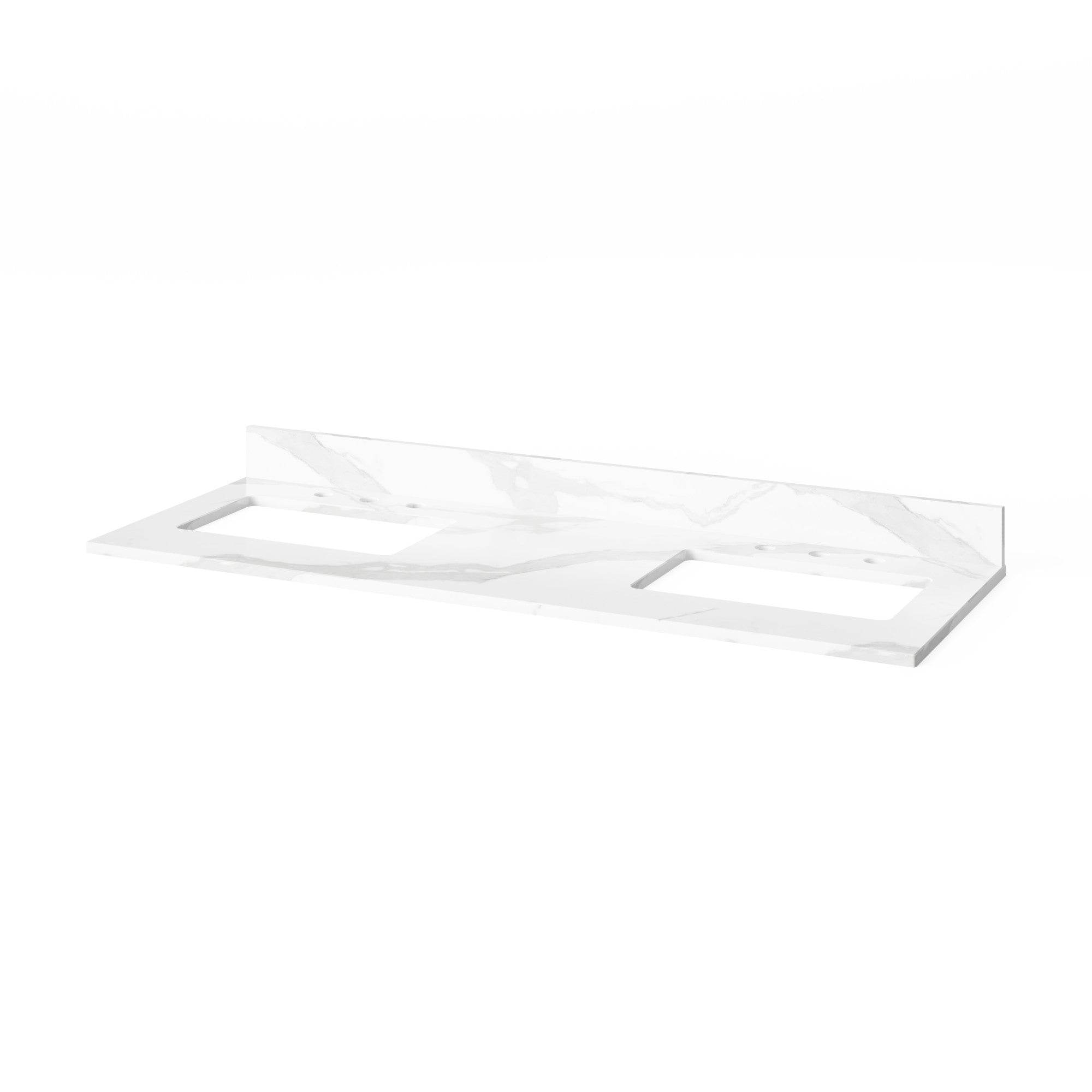 60" Grey Adler Vanity, double bowl, Calacatta Vienna Quartz Vanity Top, two undermount rectangle bowls | KitchBath