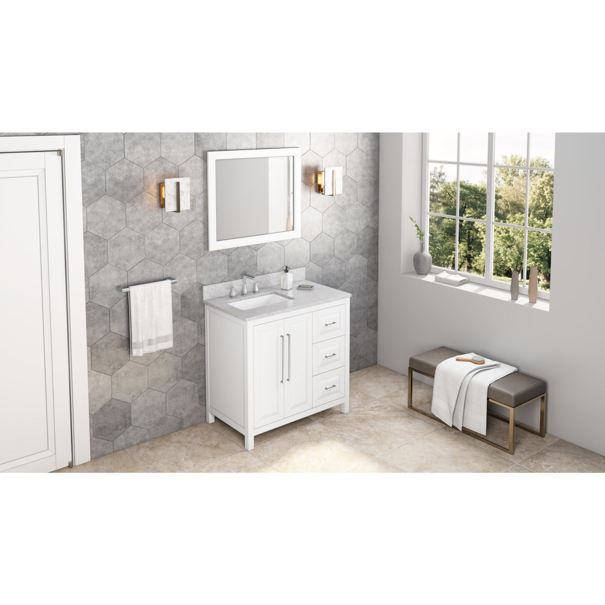 36" Grey Cade Vanity, left offset | KitchBath
