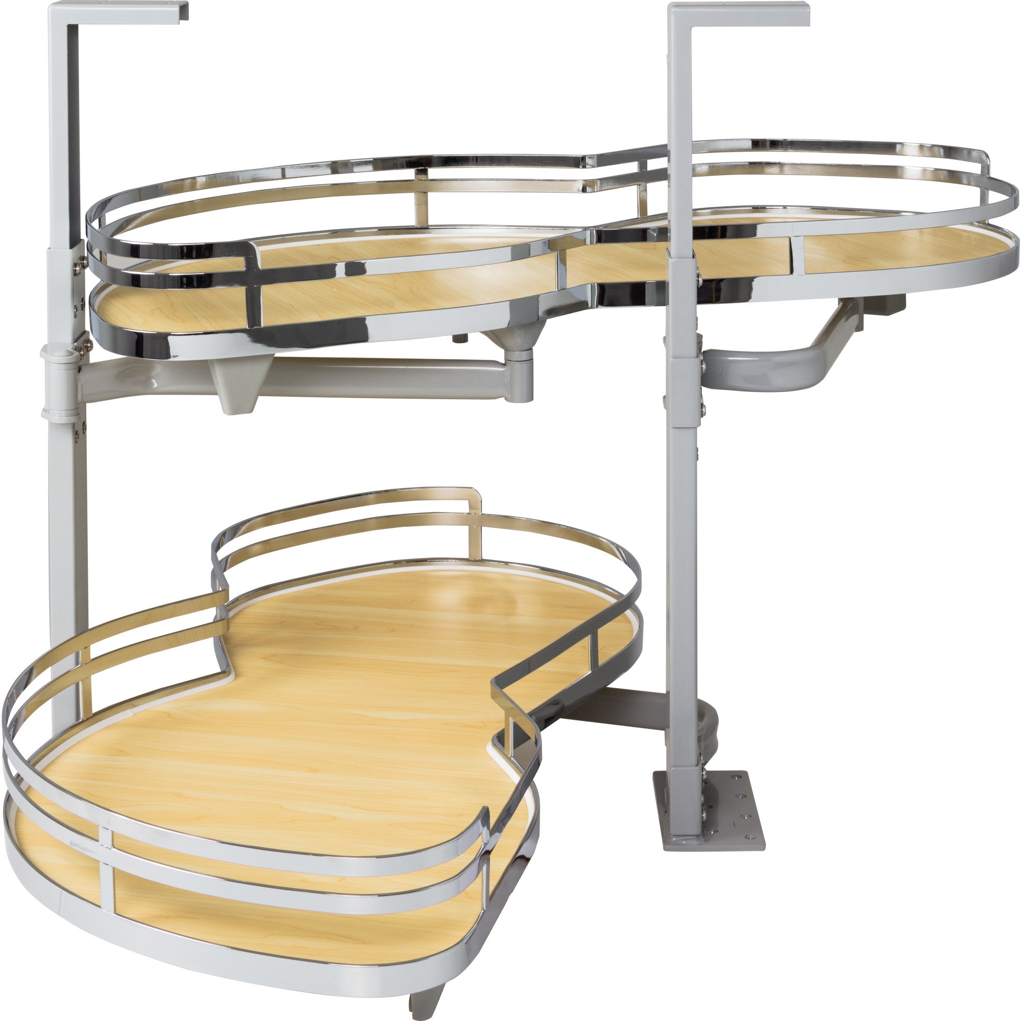 18" Polished Chrome and Maple Blind Corner Swingout for Openings on the Left of the Blind | KitchBath