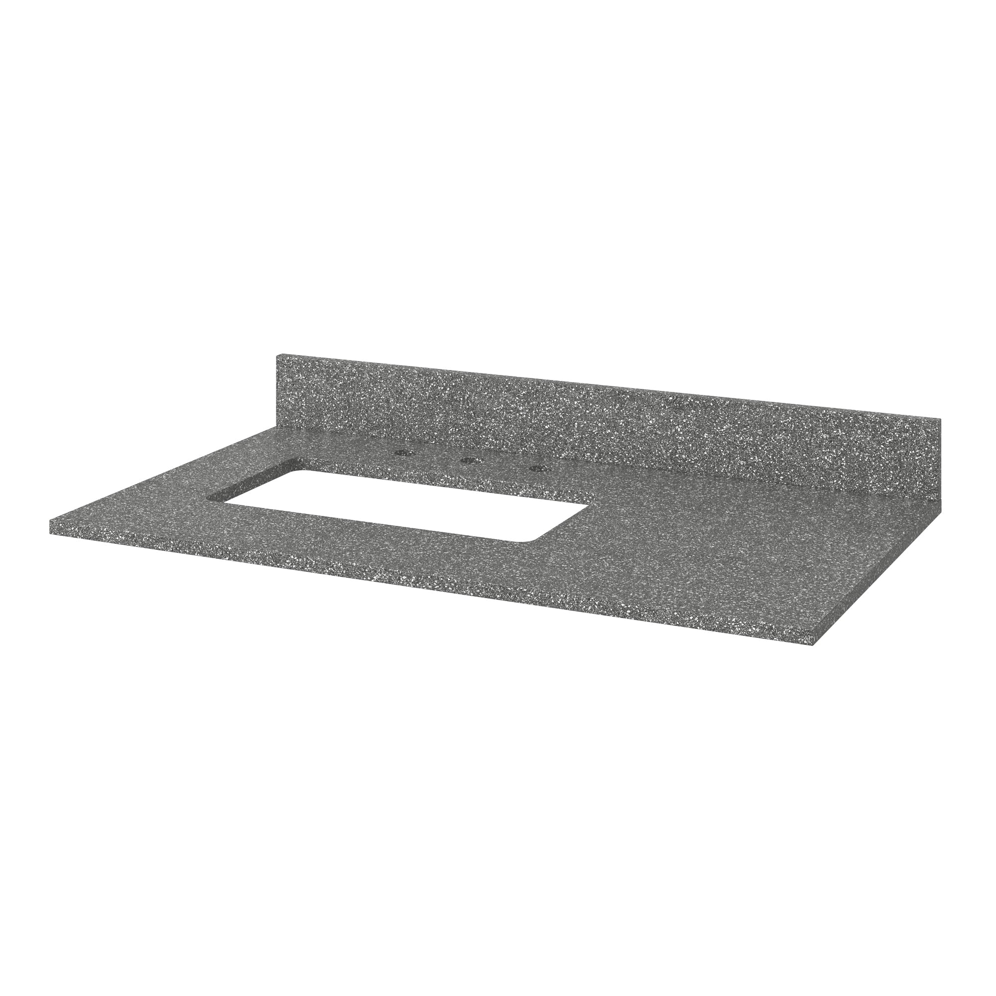 36" Grey Cade Vanity, left offset, Boulder Vanity Cultured Marble Vanity Top, undermount rectangle bowl | KitchBath