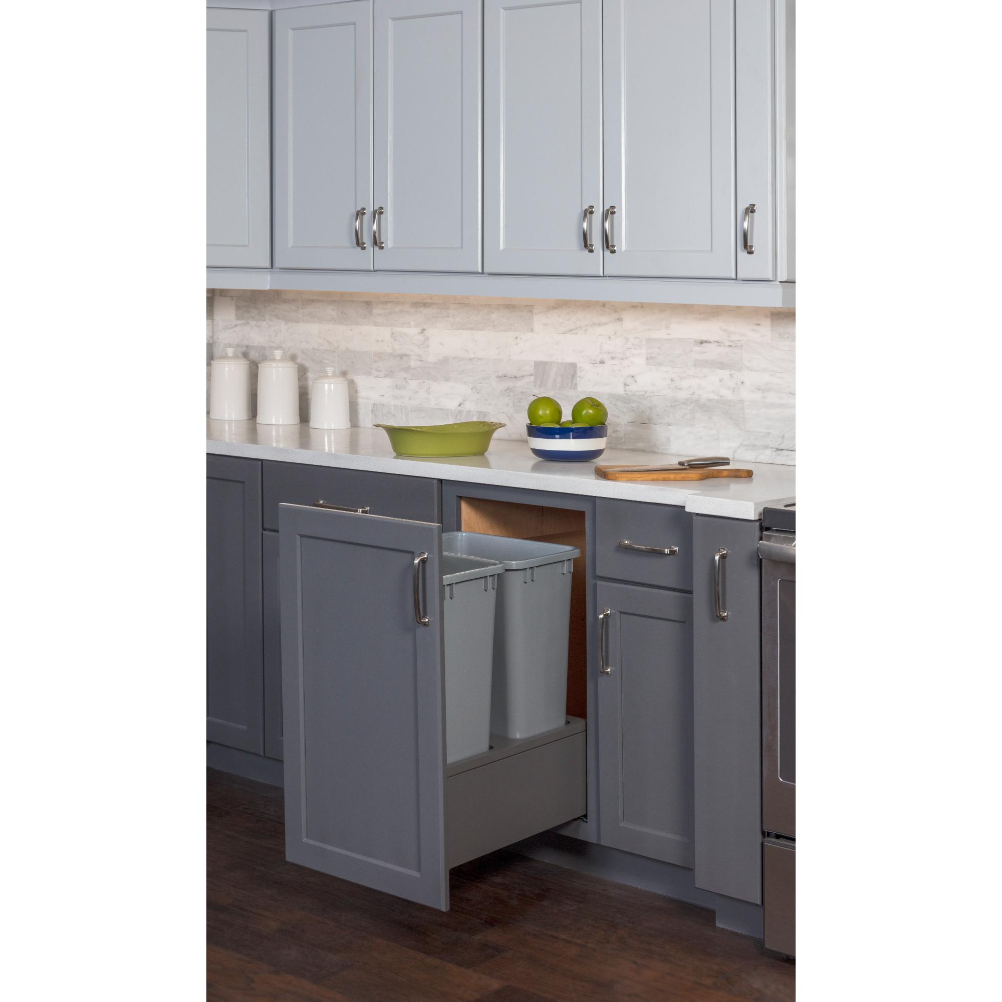 Double 50 Quart Metal Drawer Box Soft-close Trashcan Pullout | KitchBath