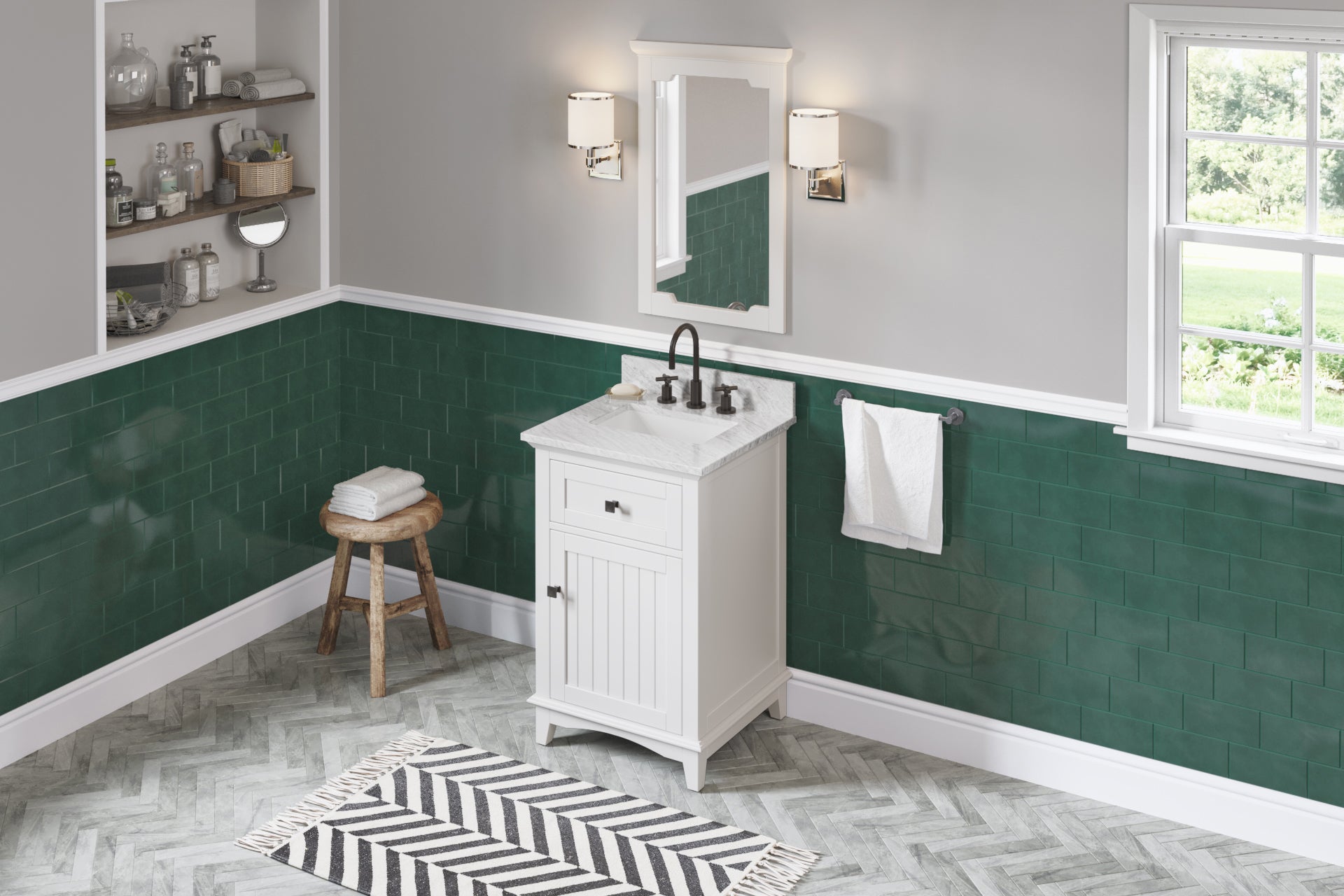 22" W x 1-1/2" D x 34" H White Chatham mirror | KitchBath