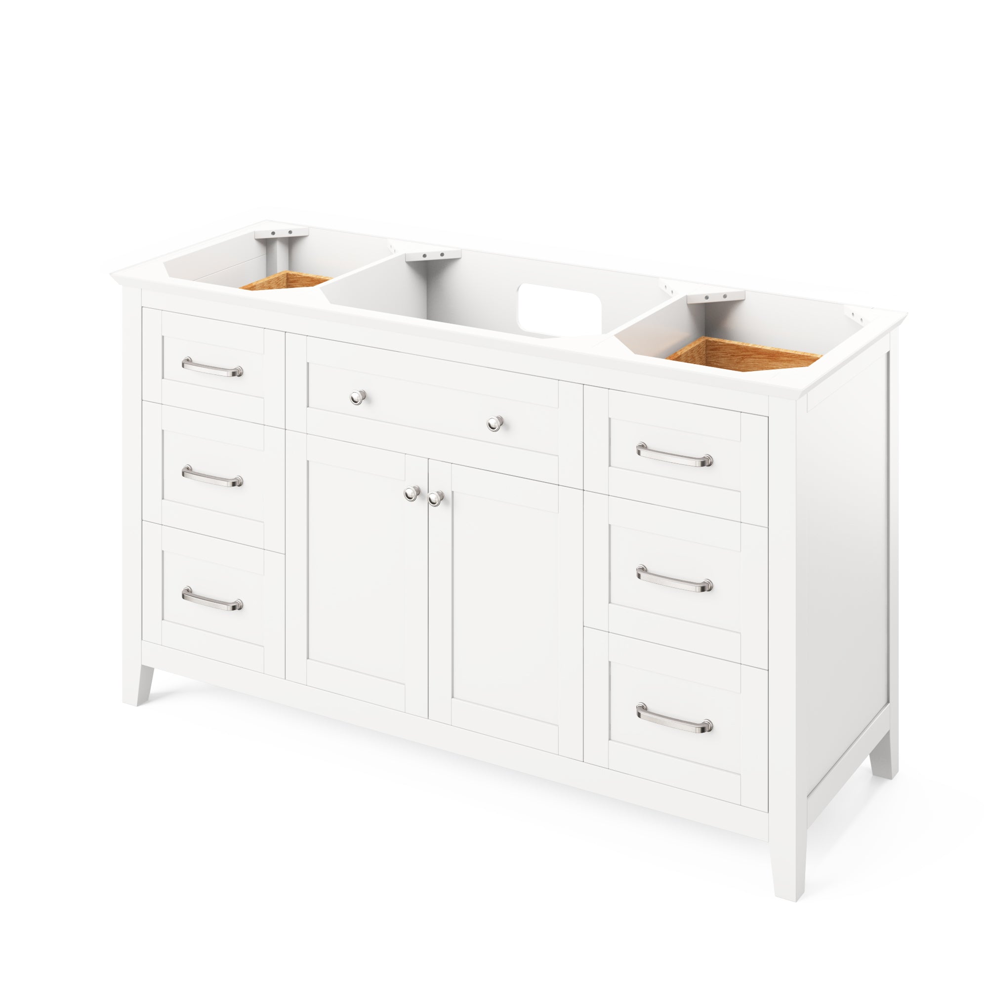 60" White Chatham Vanity, Boulder Cultured Marble Vanity Top, undermount rectangle bowl | KitchBath