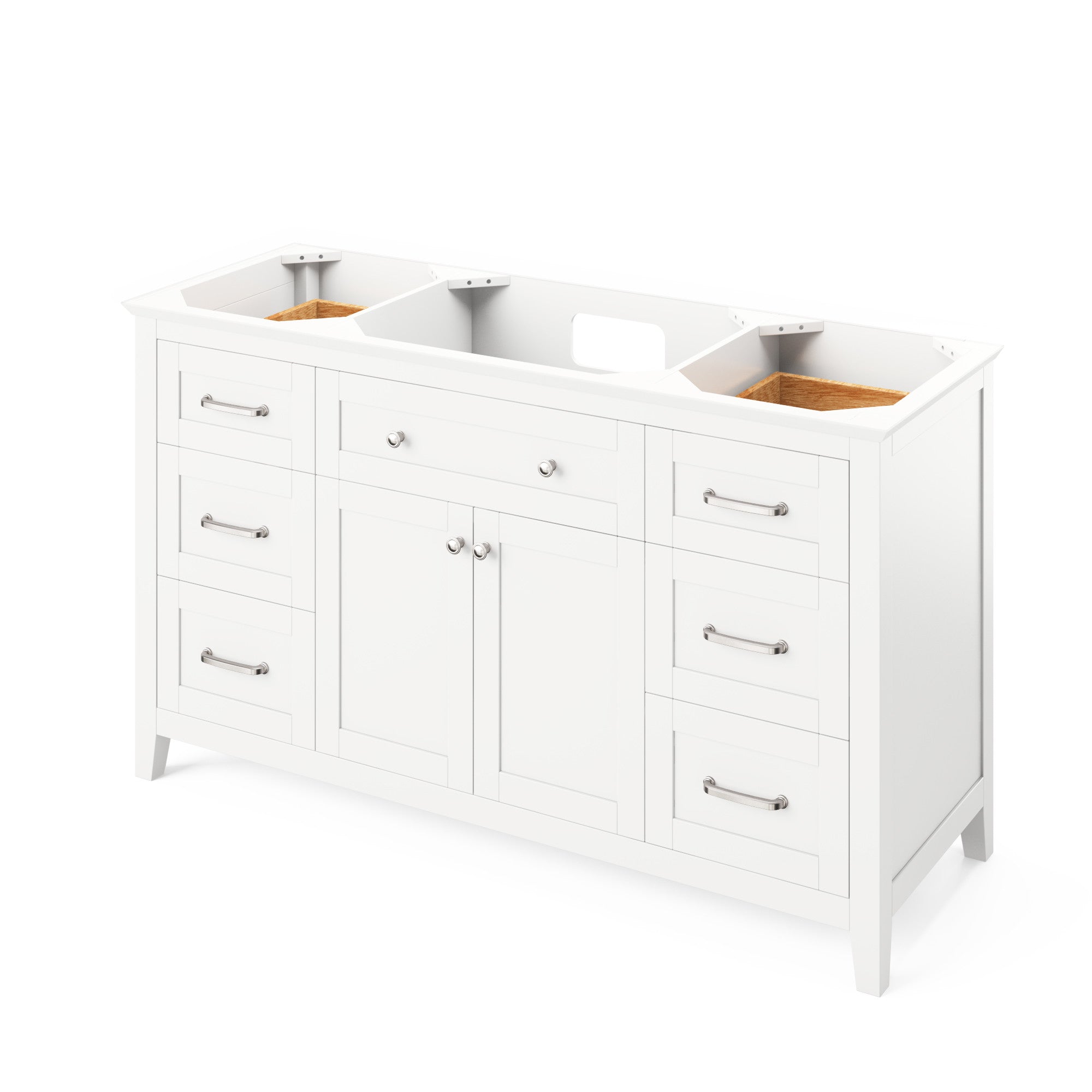 60" White Chatham Vanity, Steel Grey Cultured Marble Vanity Top, undermount rectangle bowl | KitchBath