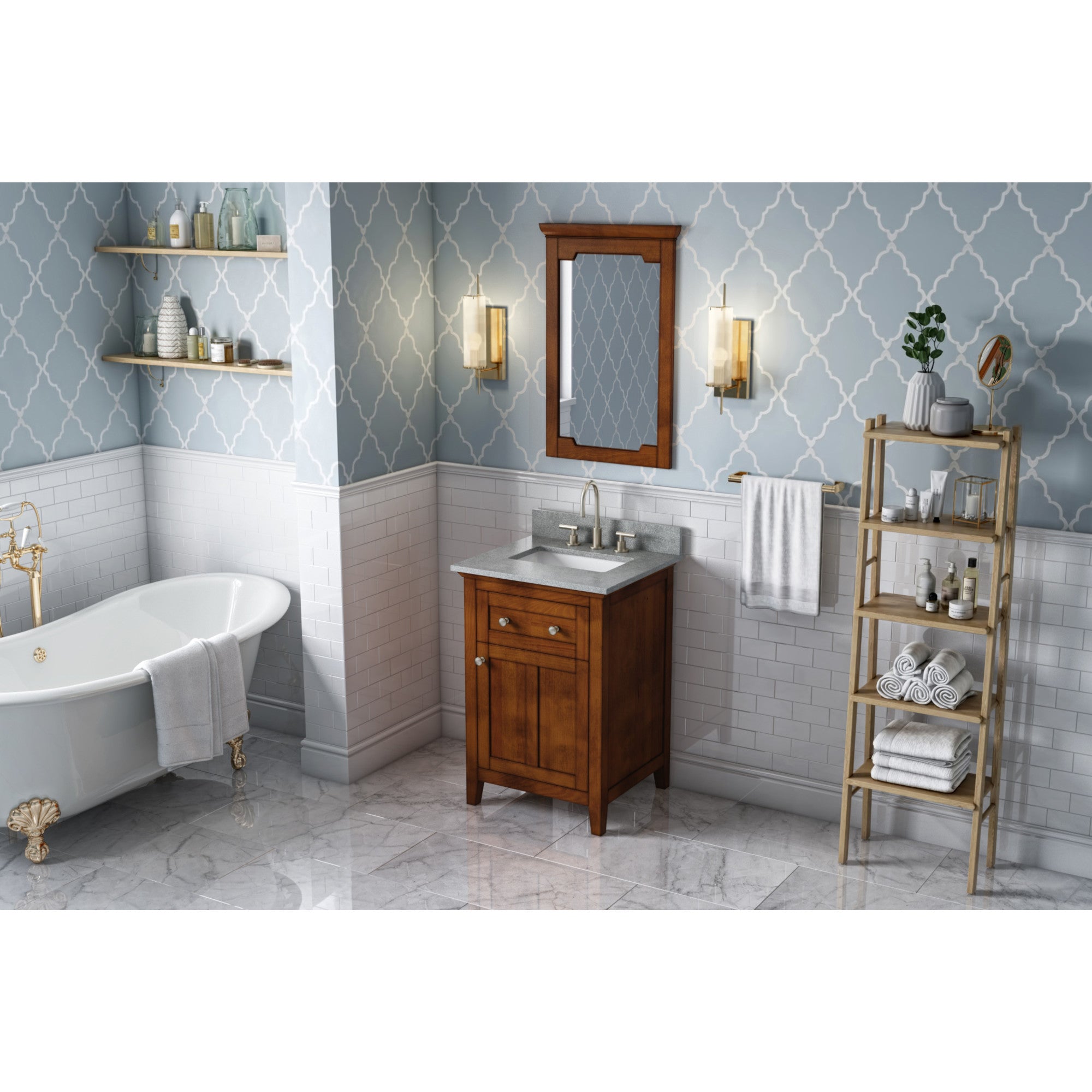 24" Chocolate Chatham Vanity, Steel Grey Cultured Marble Vanity Top, undermount rectangle bowl | KitchBath