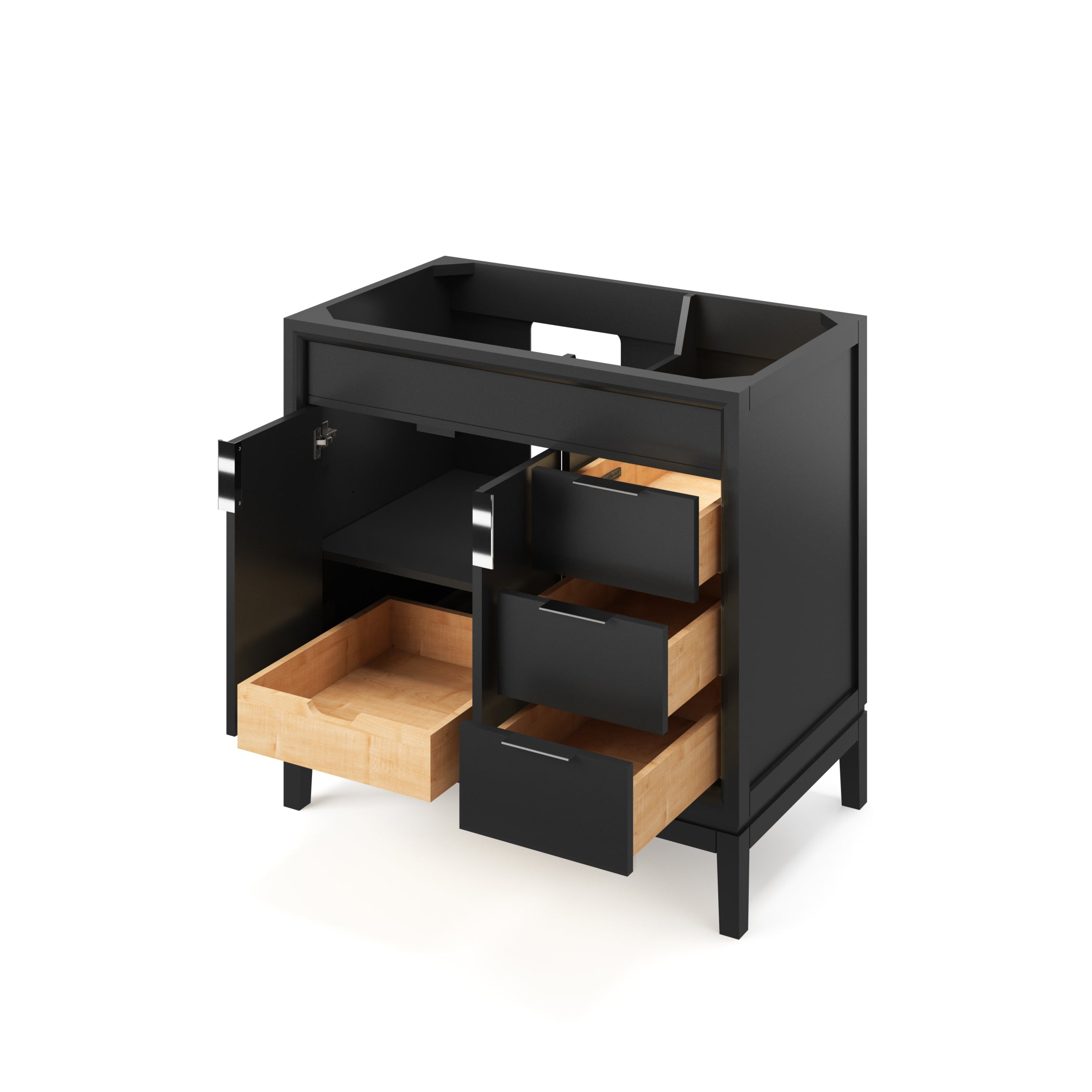 36" Black Theodora Vanity, left offset | KitchBath