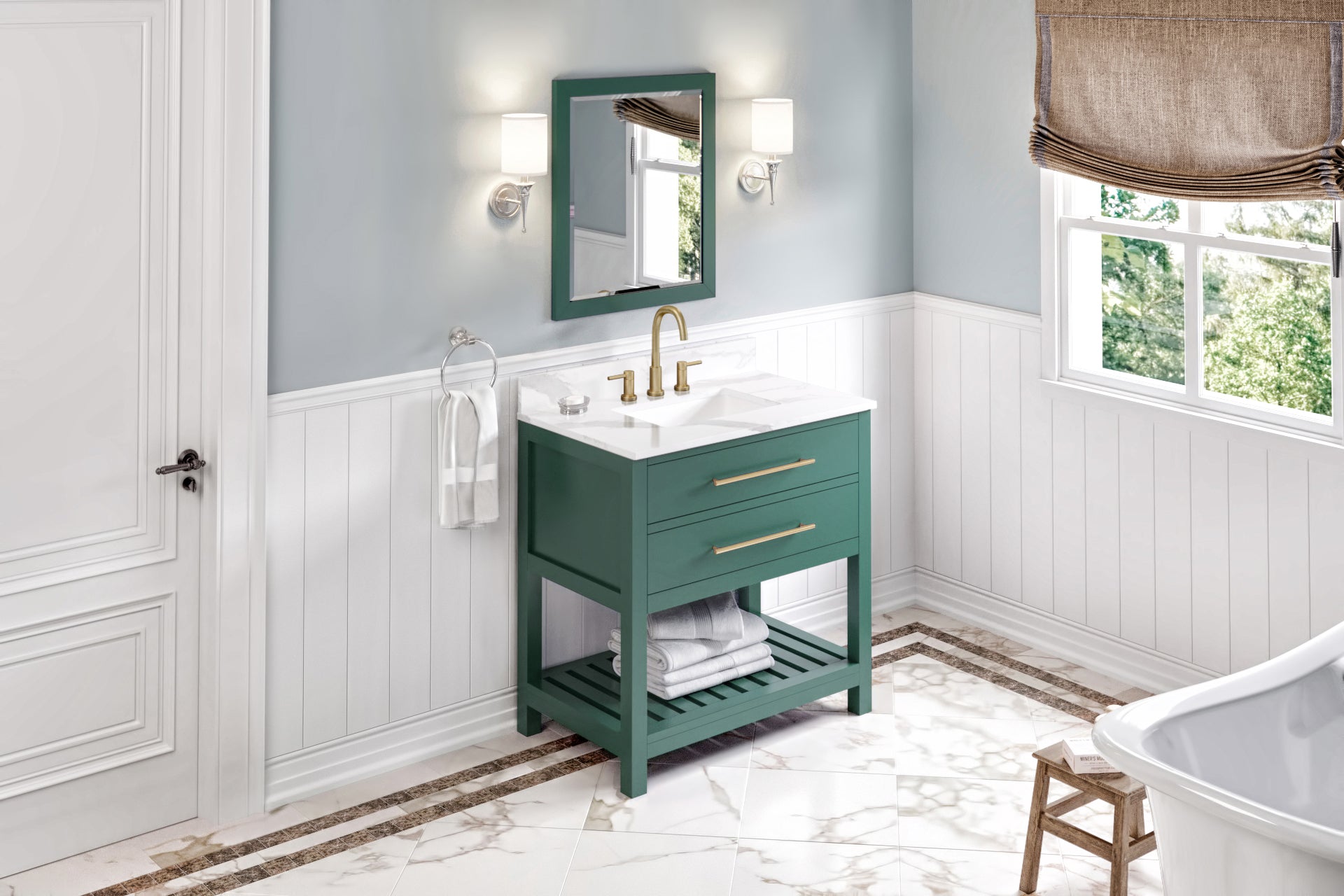 36" Forest Green Wavecrest Vanity | KitchBath