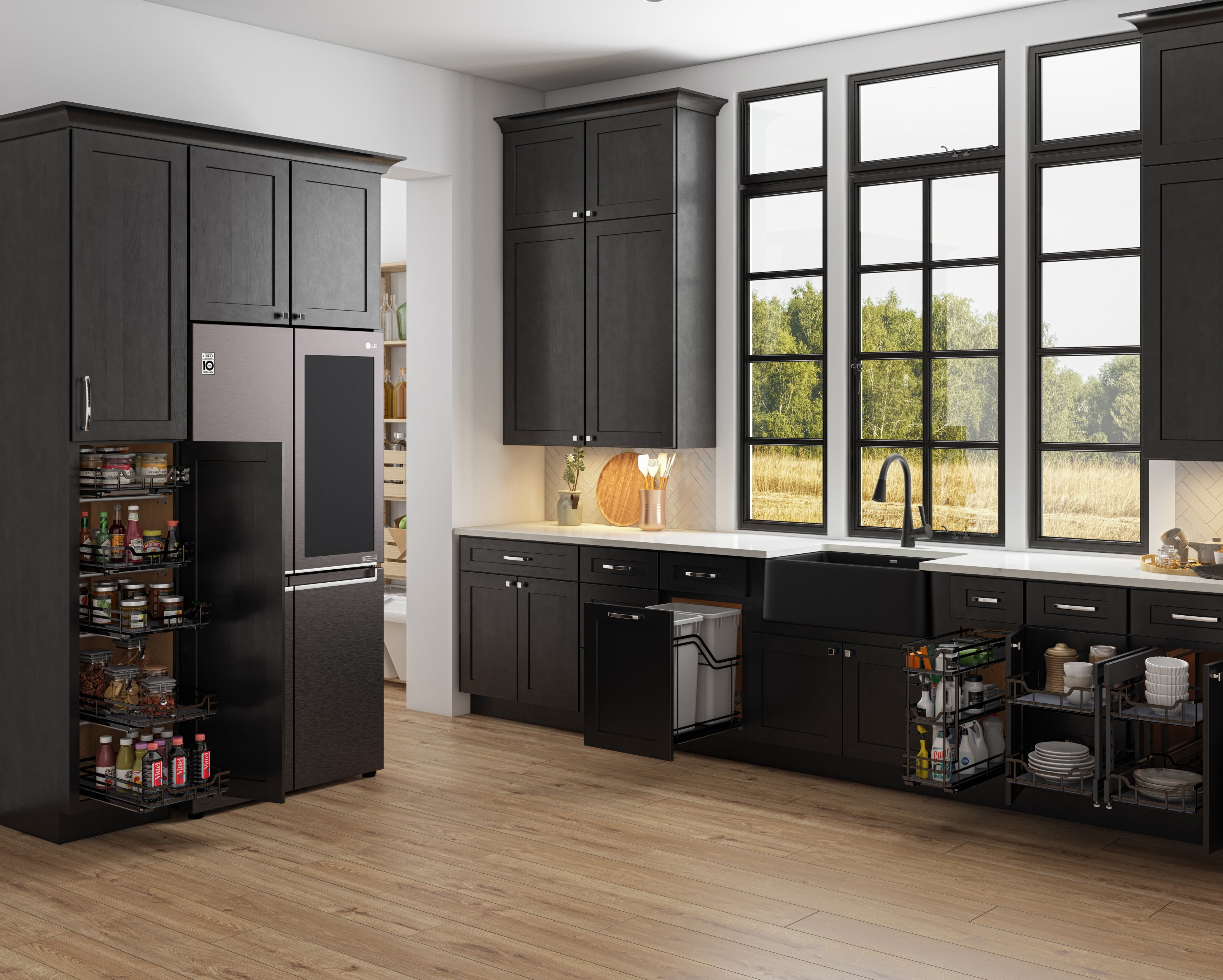 8" Black Nickel STORAGE WITH STYLE® Metal "No Wiggle" Under Drawer Soft-close Base Pullout | KitchBath
