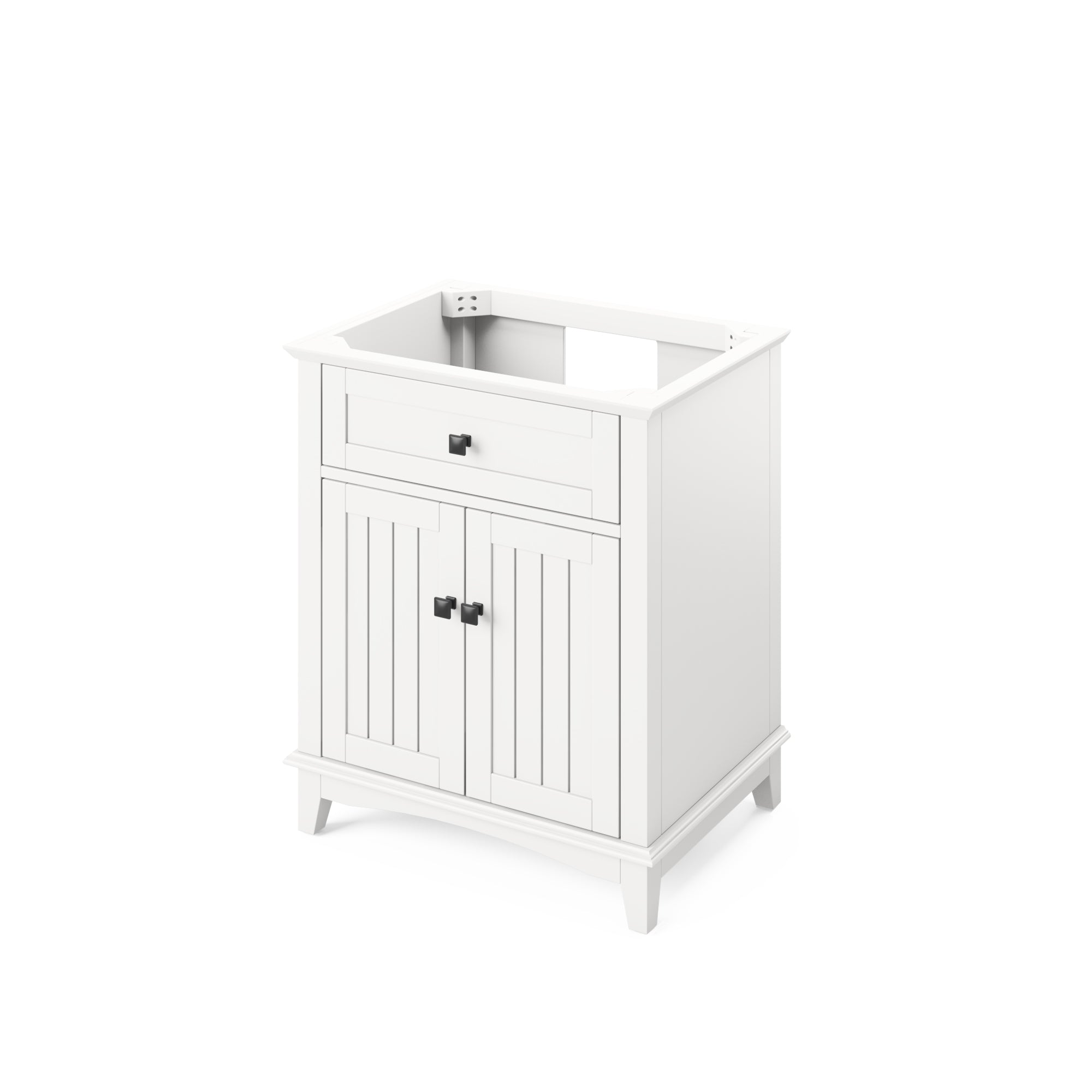 30" White Savino Vanity, Black Granite Vanity Top, undermount rectangle bowl | KitchBath
