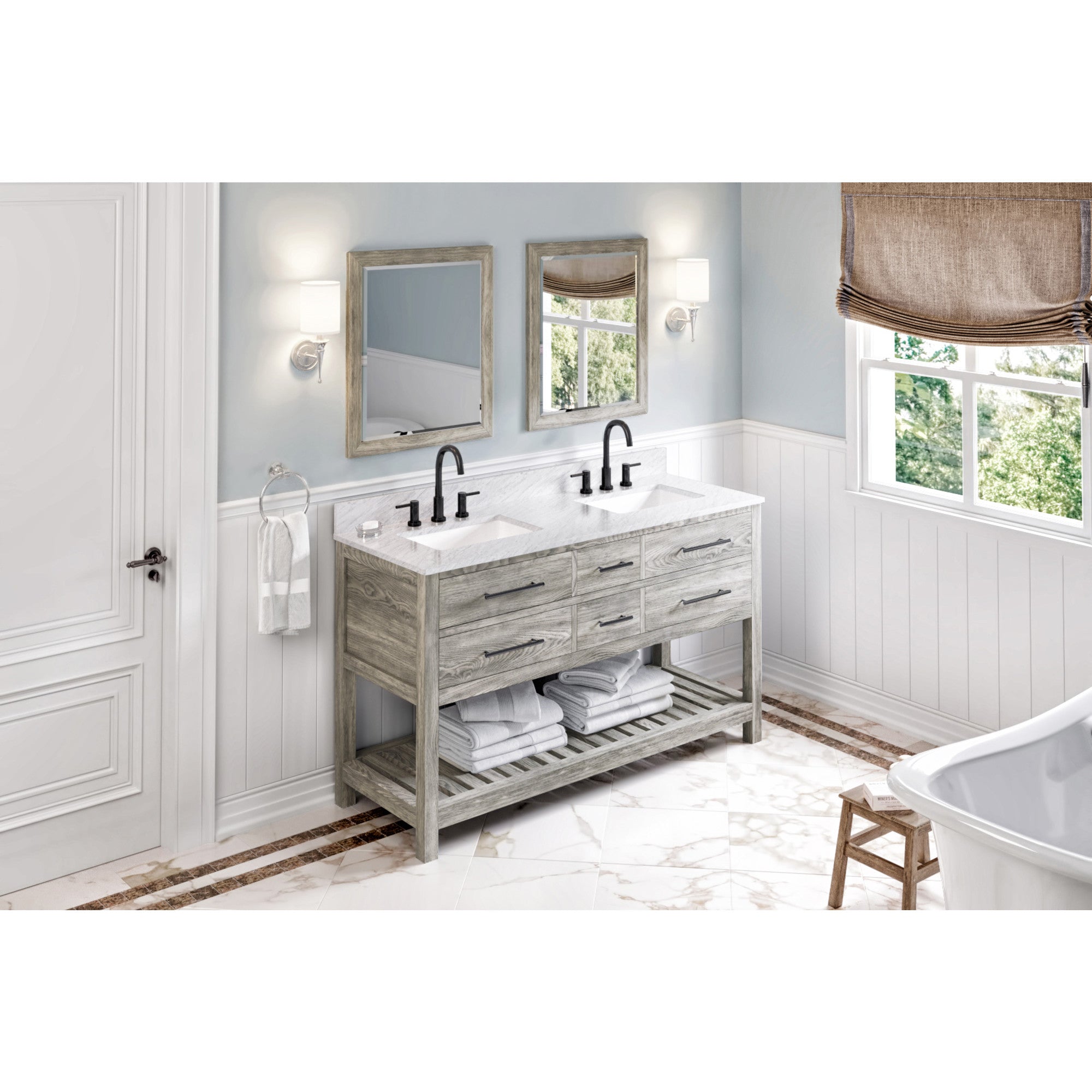 60" Weathered Grey Wavecrest Vanity | KitchBath