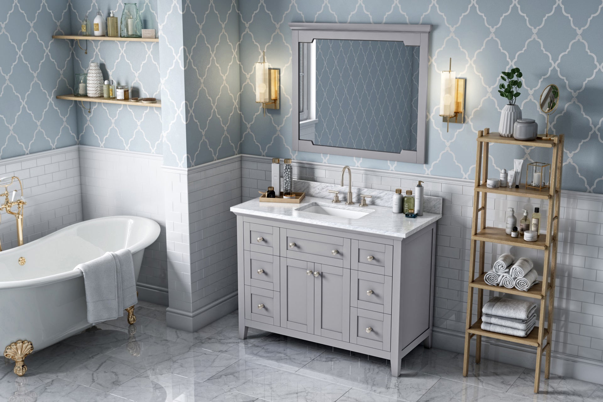 40" W x 1-1/2" D x 34" H Grey Chatham mirror | KitchBath