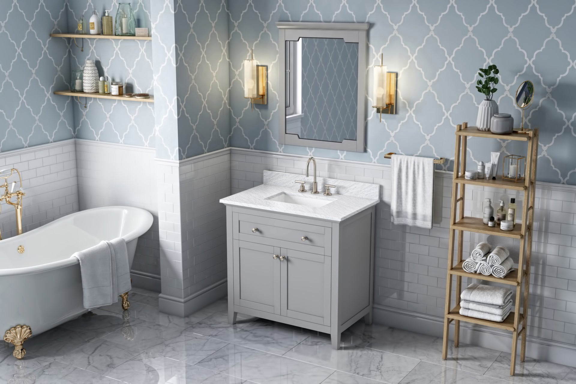 28" W x 1-1/2" D x 34" H Grey Chatham mirror | KitchBath