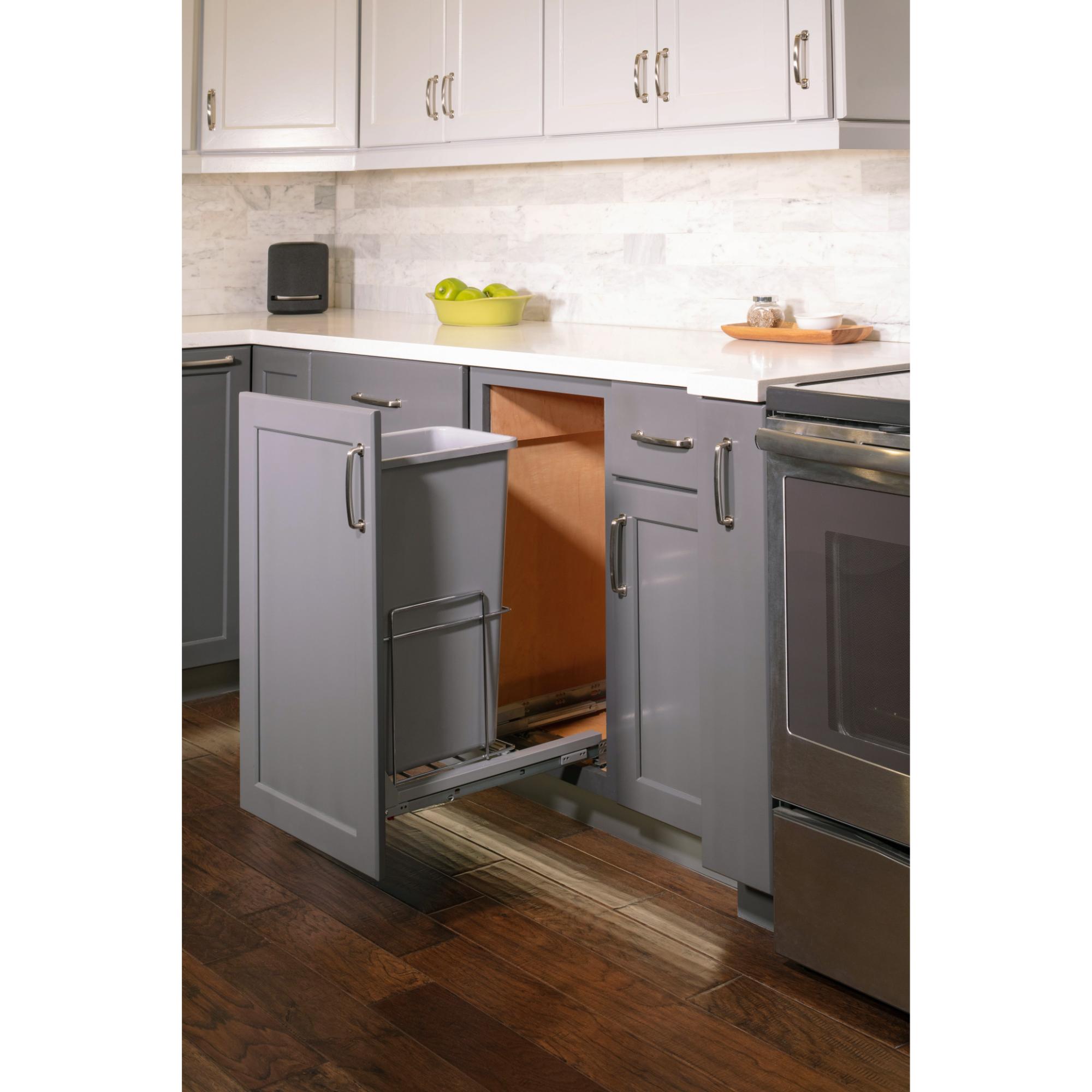 50qt Wire Single Trashcan Pullout with Soft-close Slides | KitchBath
