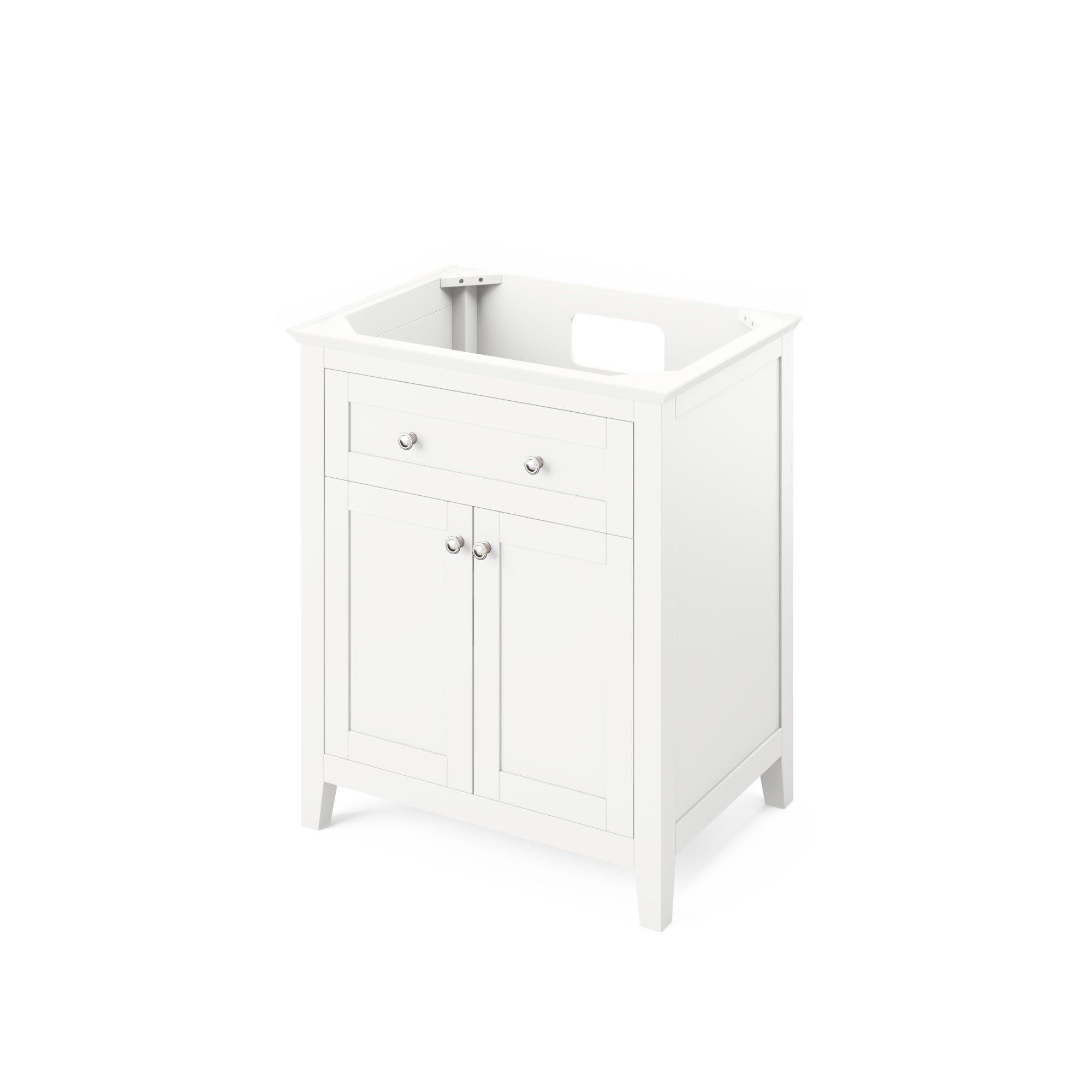 30" White Chatham Vanity, Black Granite Vanity Top, undermount rectangle bowl | KitchBath