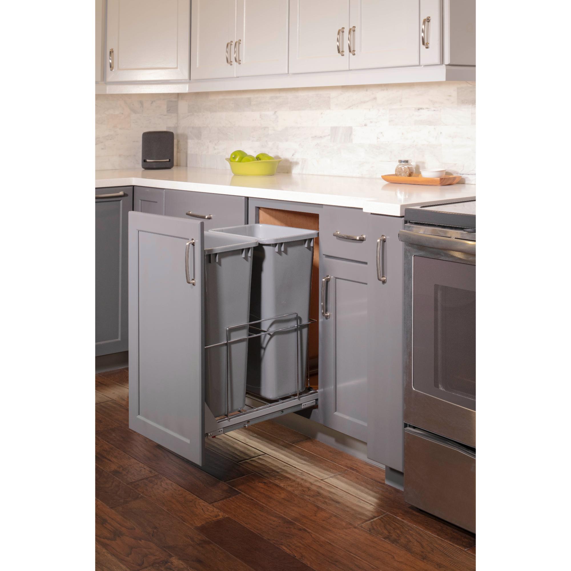50qt Wire Double Trashcan Pullout with Soft-close Slides | KitchBath