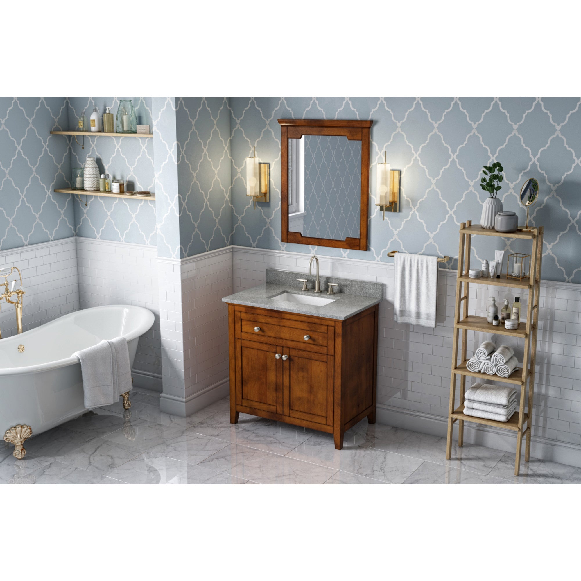 36" Chocolate Chatham Vanity, Steel Grey Cultured Marble Vanity Top, undermount rectangle bowl | KitchBath