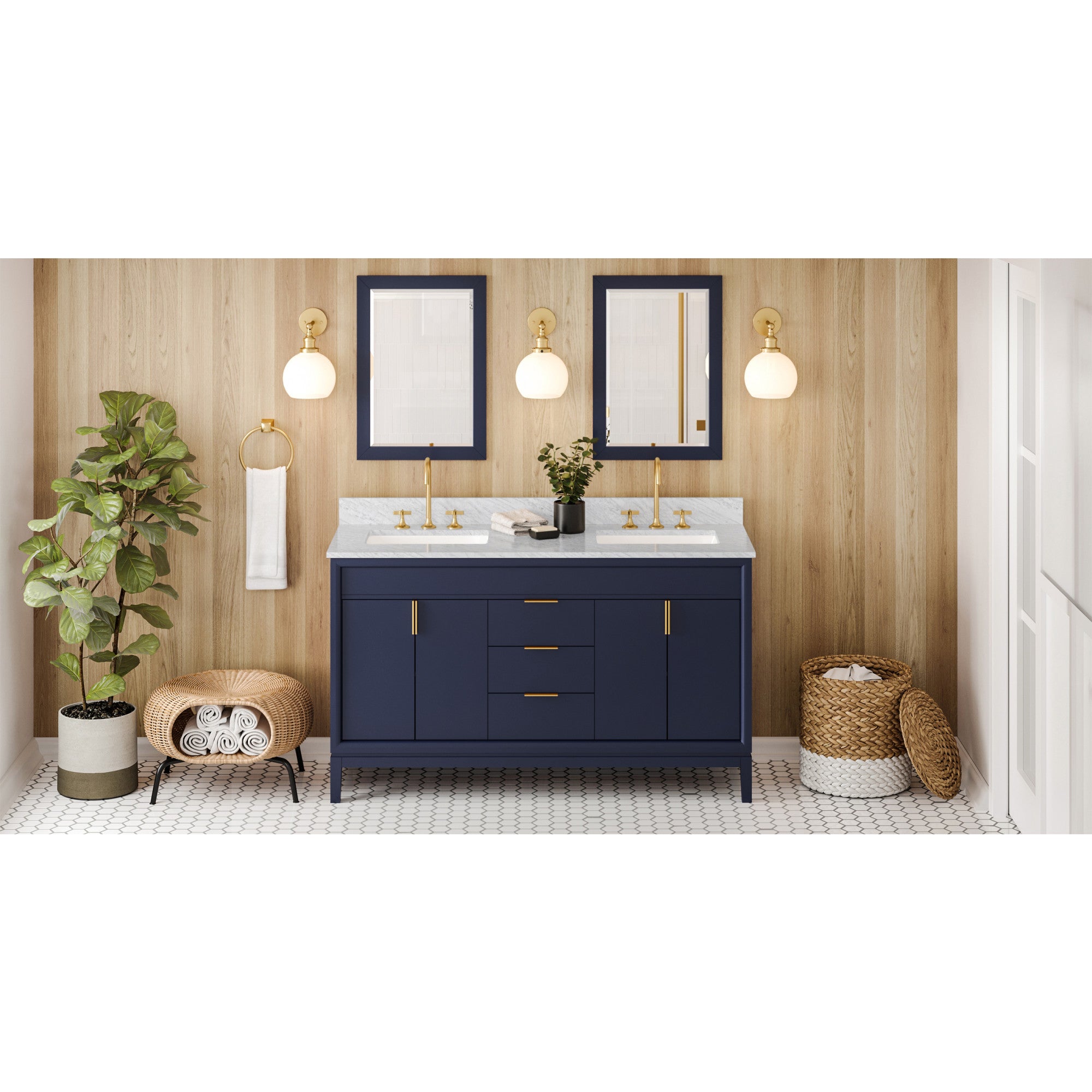 60" Hale Blue Theodora Vanity, double bowl | KitchBath