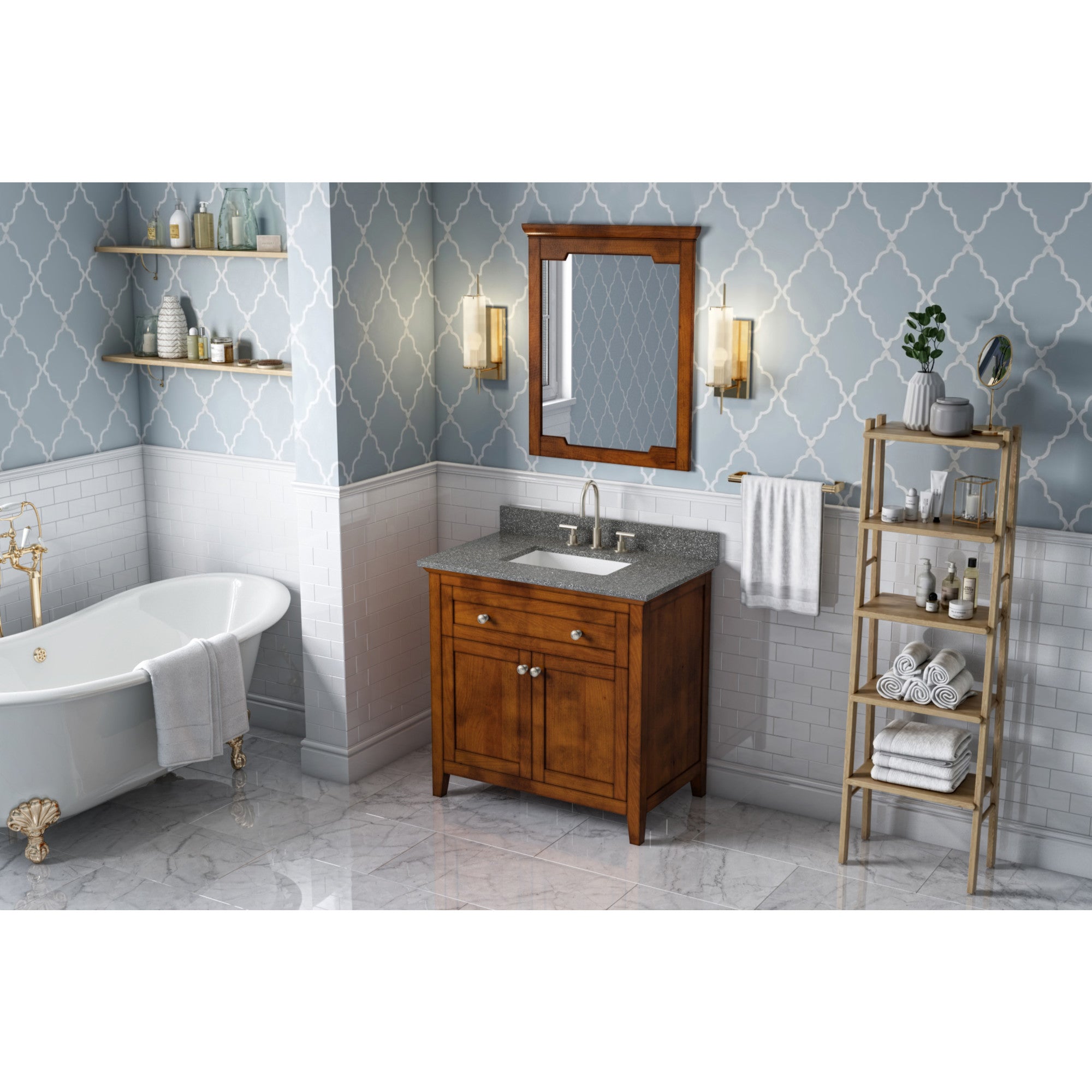 36" Chocolate Chatham Vanity, Boulder Cultured Marble Vanity Top, undermount rectangle bowl | KitchBath